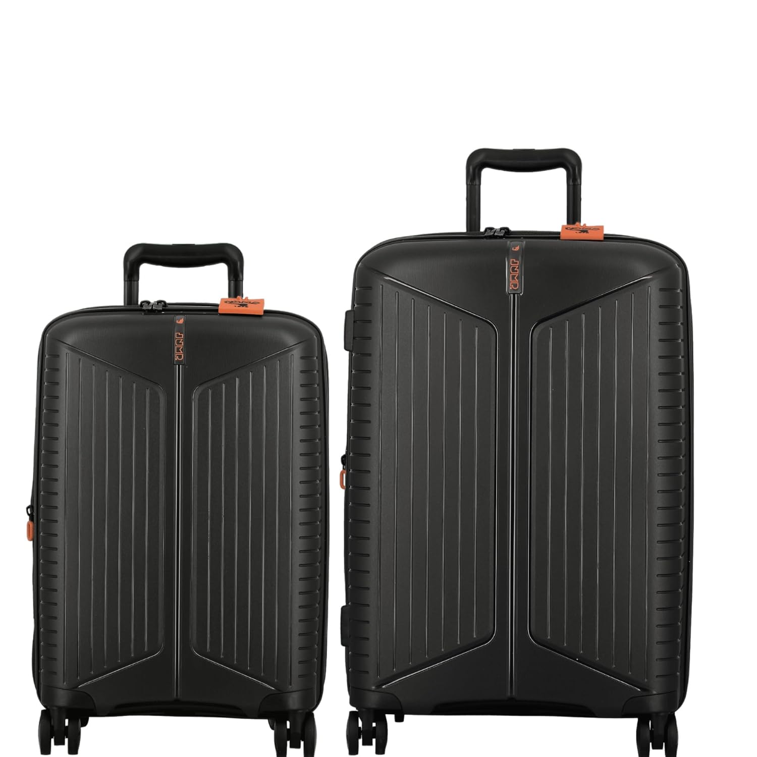 JUMP EVAE EV24 Dark Grey- Set of 2-Medium & Cabin-66,55cm Expandable Hardsided 8 Wheel Luggage with TSA Lock, Shoe Pouch, Wet Pouch, Laundry Bag and Silicone Name tag