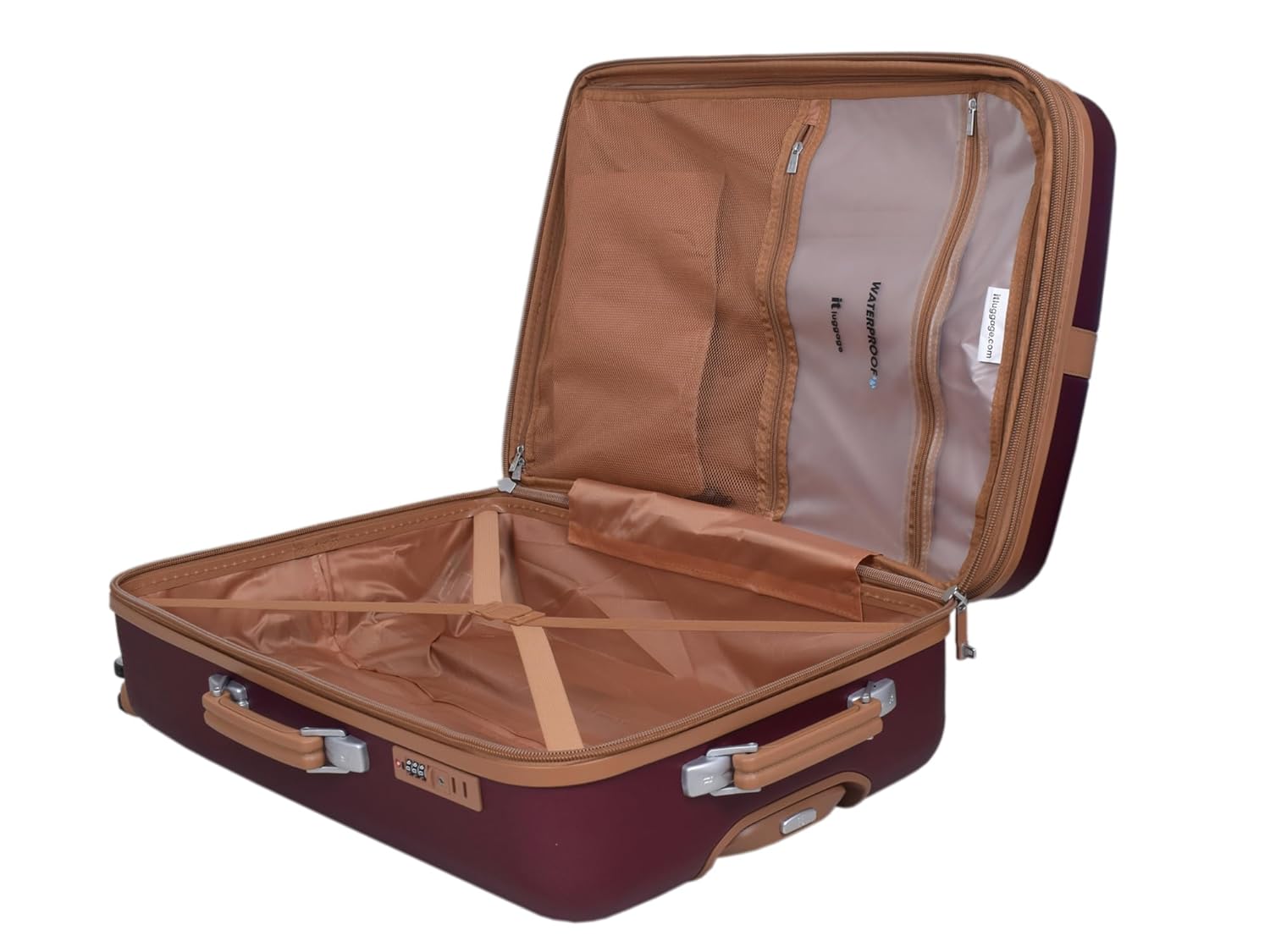 it luggage- Shoreside-Burgundy-Cabin 20 inches Expandable Hard Case Beautiful Interior with Wet Pouch Carry-on 8 Wheel Trolley Bag