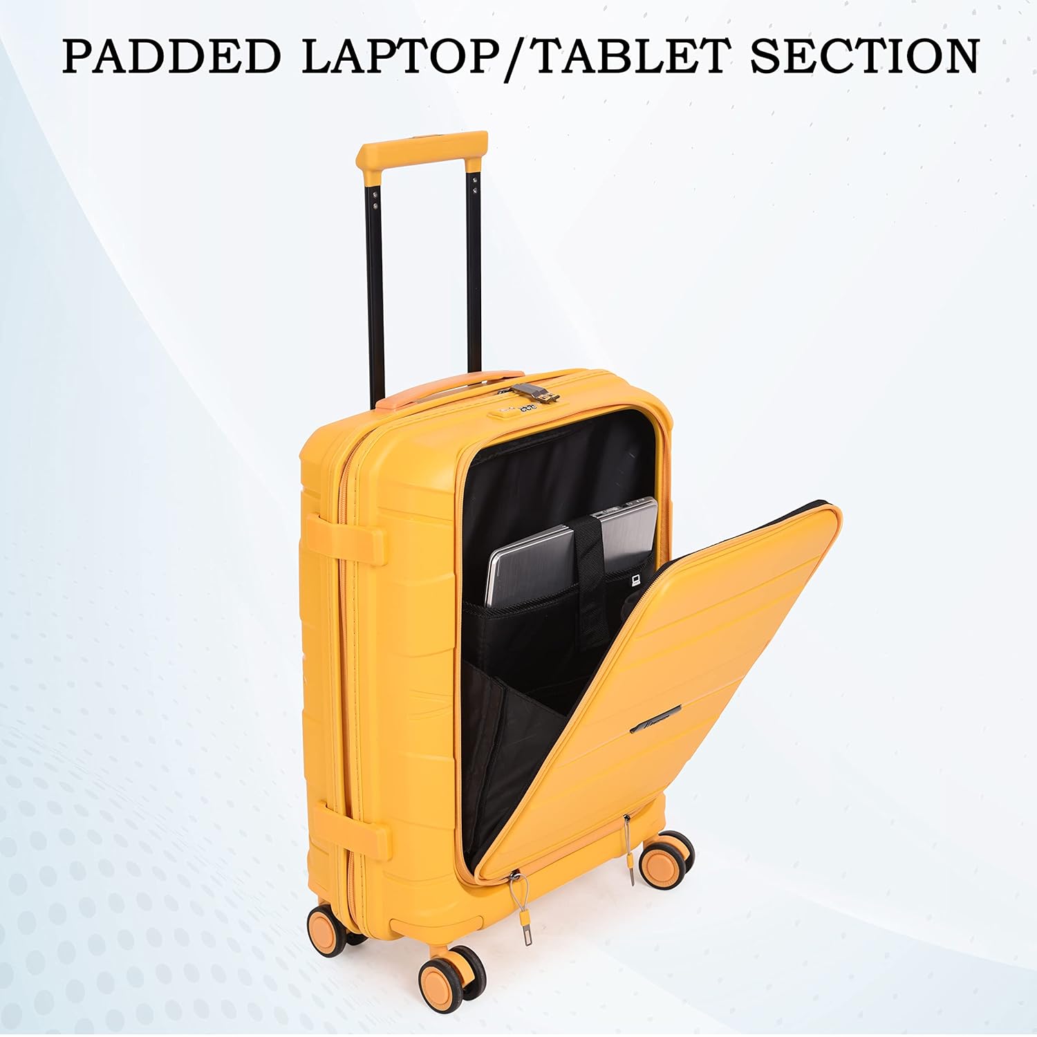 it luggage Momentous Mango Yellow Set of 2-24 & 20 inches Cabin with Padded Laptop Section & Medium Expandable Polypropylene Hardsided with TSA Lock & Wet Pouch Inside 8 Wheel Trolley Bag