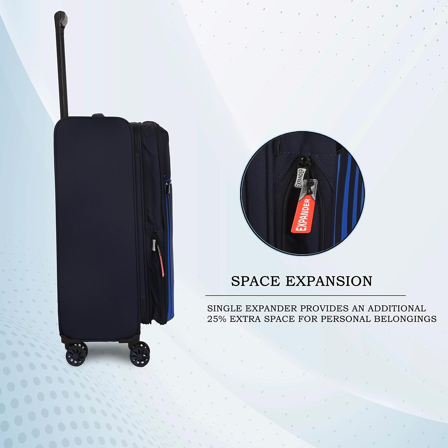 it luggage The Lite-Blue- Medium-24 inches Expandable Softsided with TSA Lock 8 Wheel Trolley Bag
