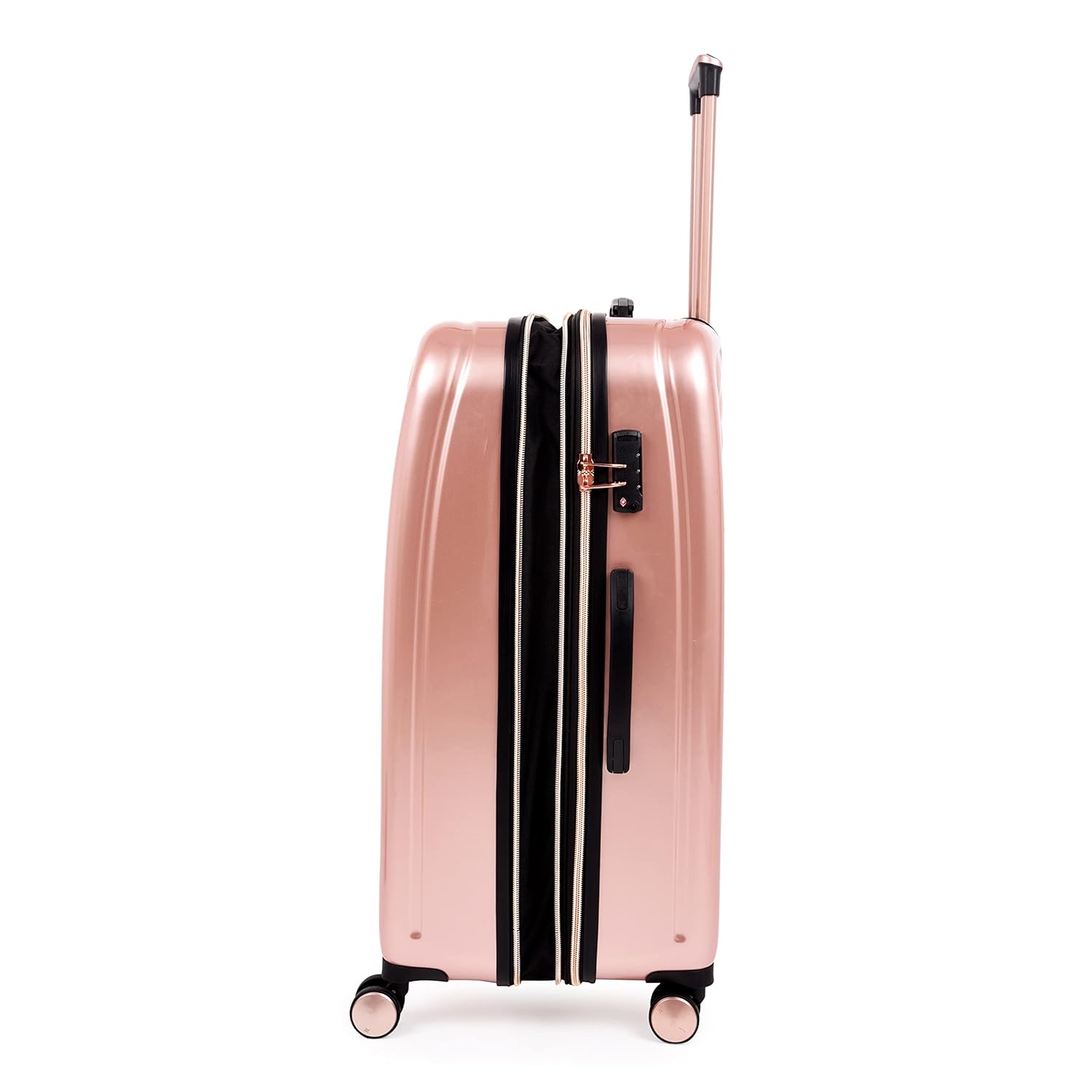 it luggage Fashionista Glossy Rose Gold Set of 3-Large, Medium & Cabin-20,24,28 inches Expandable PC Hardsided with TSA Lock 8 Wheel Trolley Bag