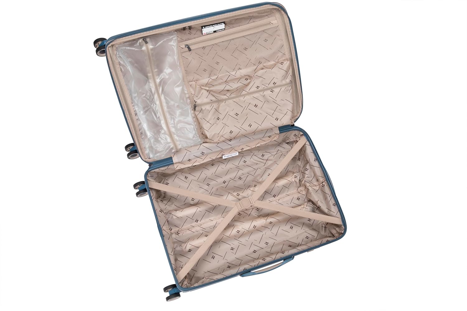 it luggage Rapidity Teal Blue-Set of 2-24 & 20 inches-Cabin with Padded Laptop Section & Medium Expandable Polycarbonate Hard case 8 Wheel Trolley Bag with TSA Lock & Wet Pouch Inside