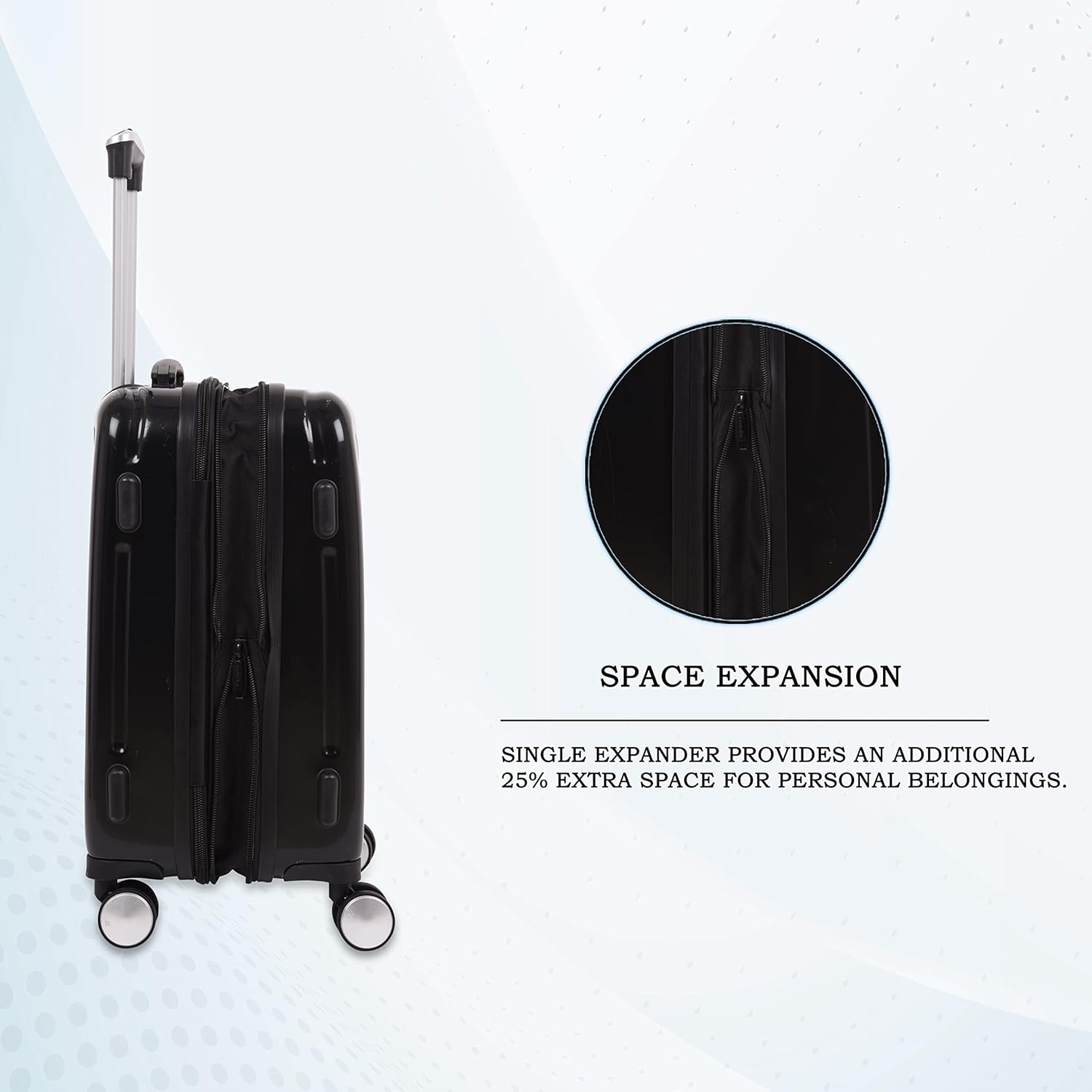 it luggage Fashionista Glossy Black Cabin-20 inches Expandable PC Hardsided with TSA Lock 8 Wheel Trolley Bag