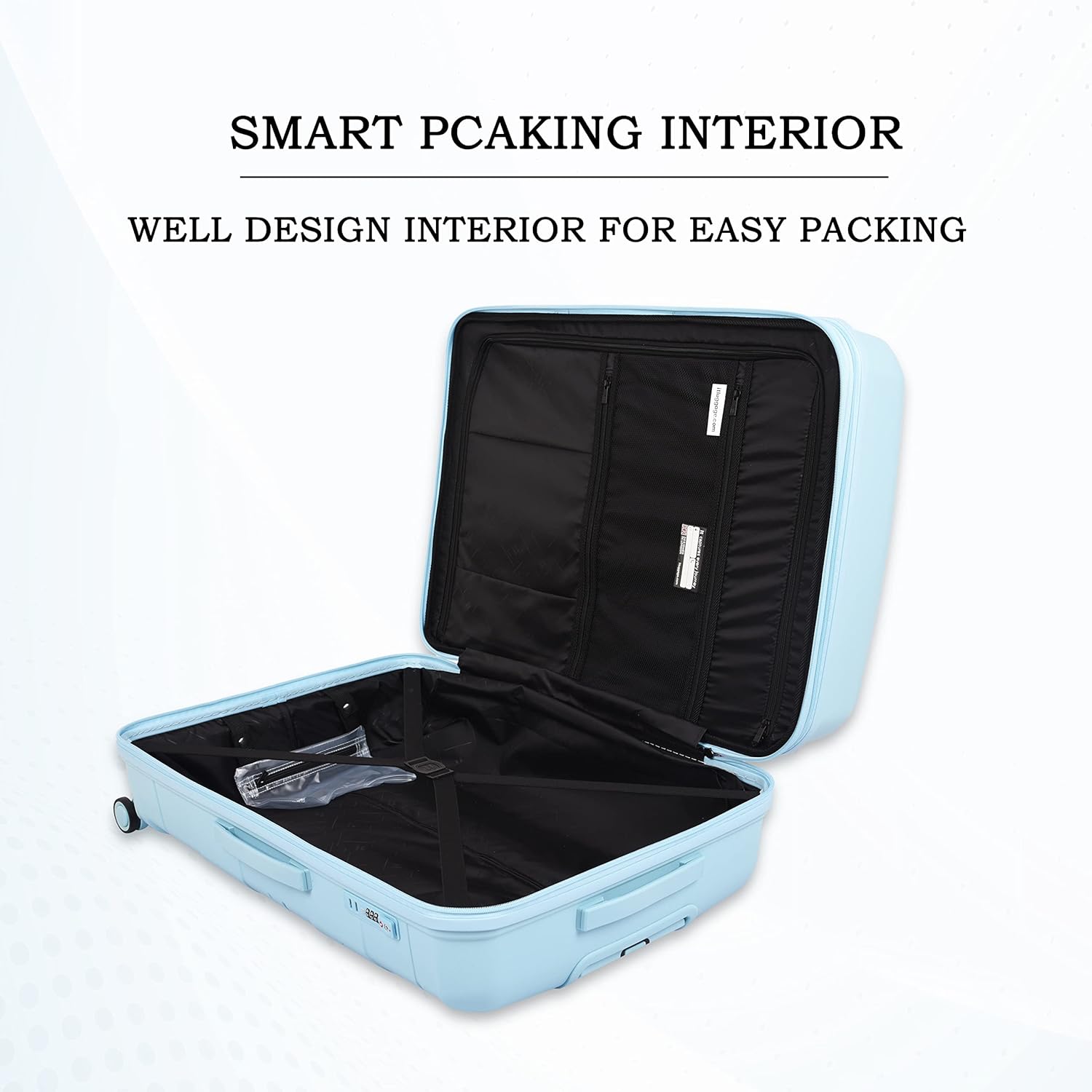 it luggage Momentous Sky Blue Large-28 inches Expandable Polypropylene Hardsided with TSA Lock & Wet Pouch Inside 8 Wheel Trolley Bag