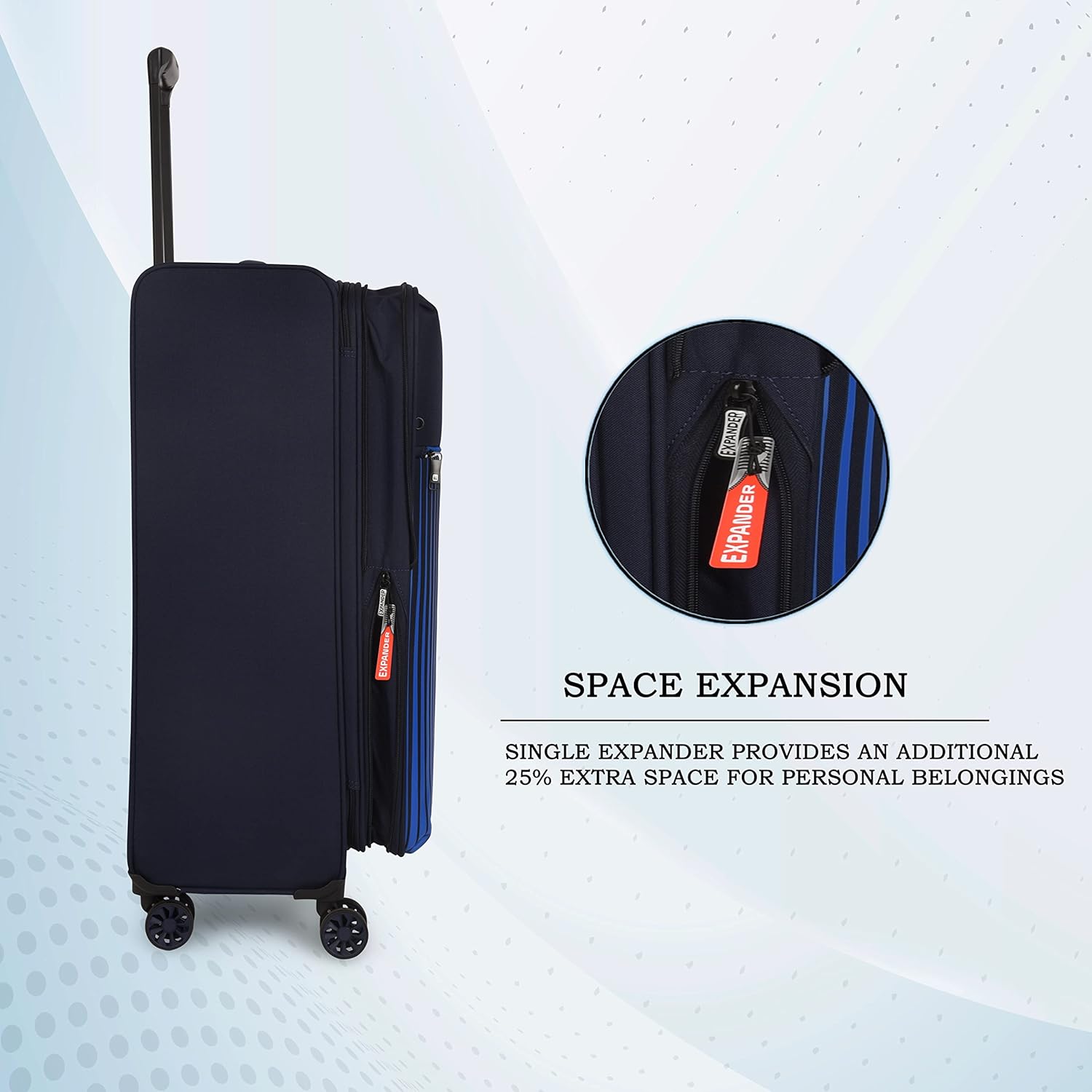 it luggage The Lite-Blue- Set of 2- Medium & Cabin-24 & 20 inches Expandable Softsided with TSA Lock 8 Wheel Trolley Bag