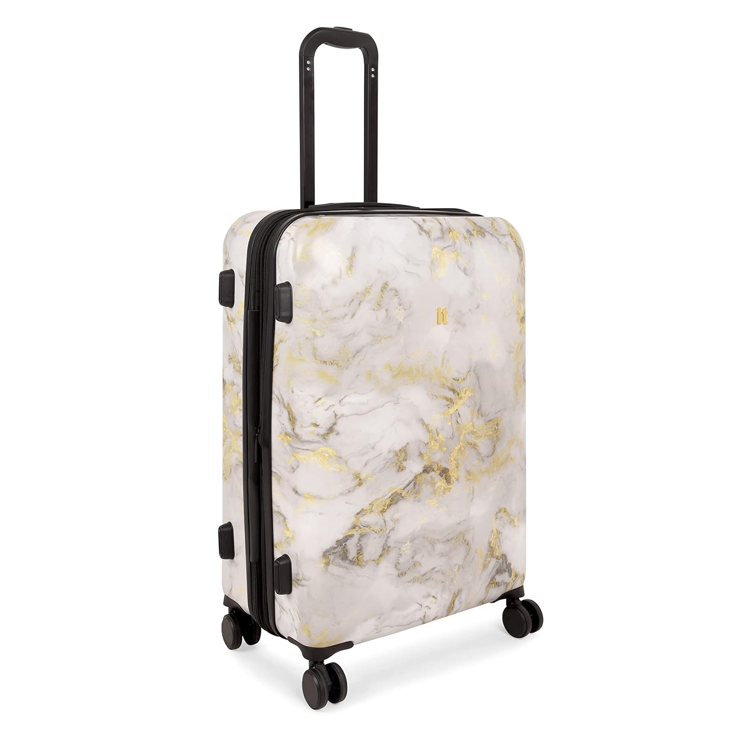 it luggage Sheen -Gold Grey Scale-Marble Effect Medium-24 inches Expandable Polycarbonate Hardsided Suitcase Travel Bag 8 Wheel Trolley-70cm