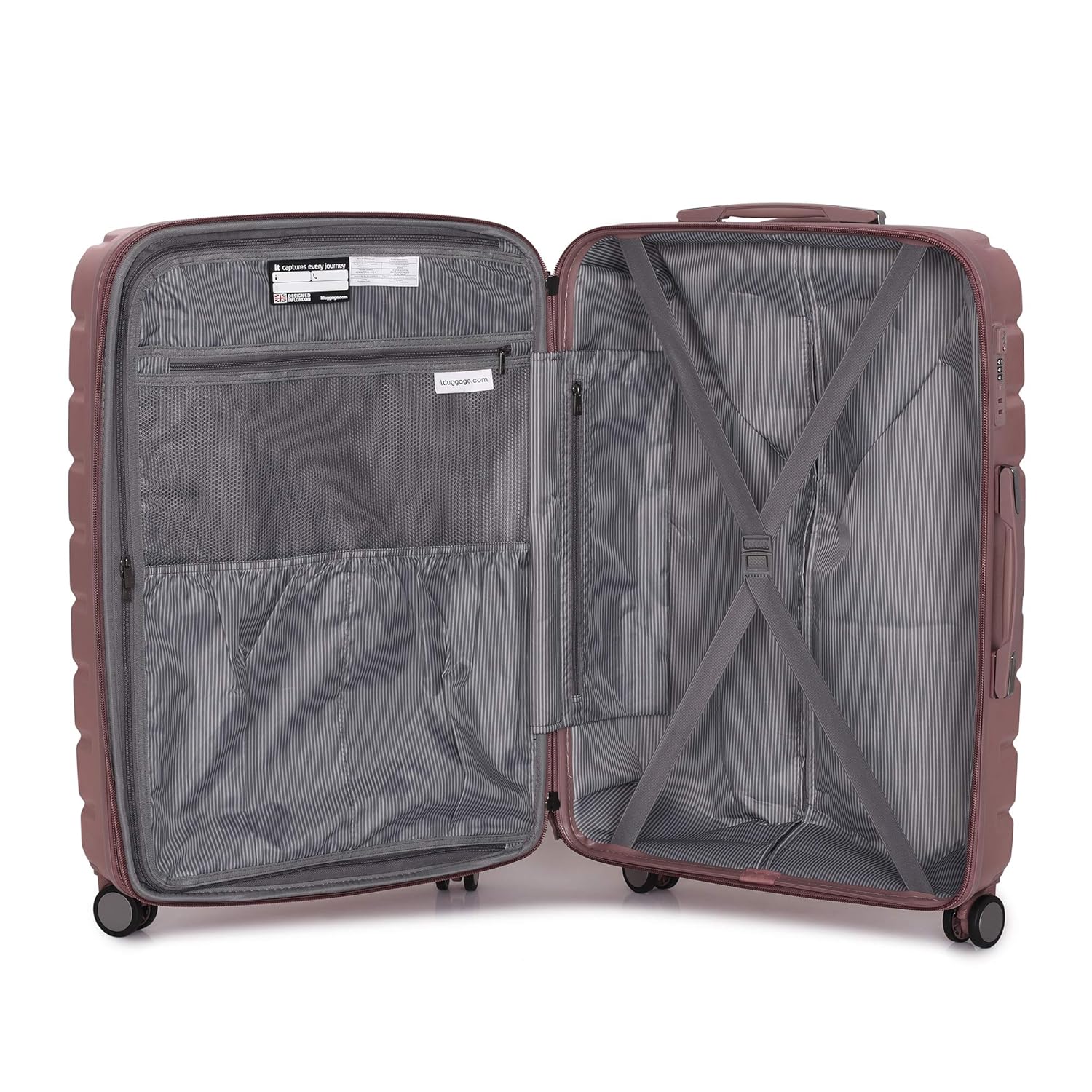 it luggage Prosperous-Metallic Pink-Set of 2-Medium & Cabin-24 & 20 inches Cabin with Padded Laptop Section Expandable Hardsided Suitcase Travel Bag 8 Wheel Trolley with TSA Lock- 70cm & 54 cm