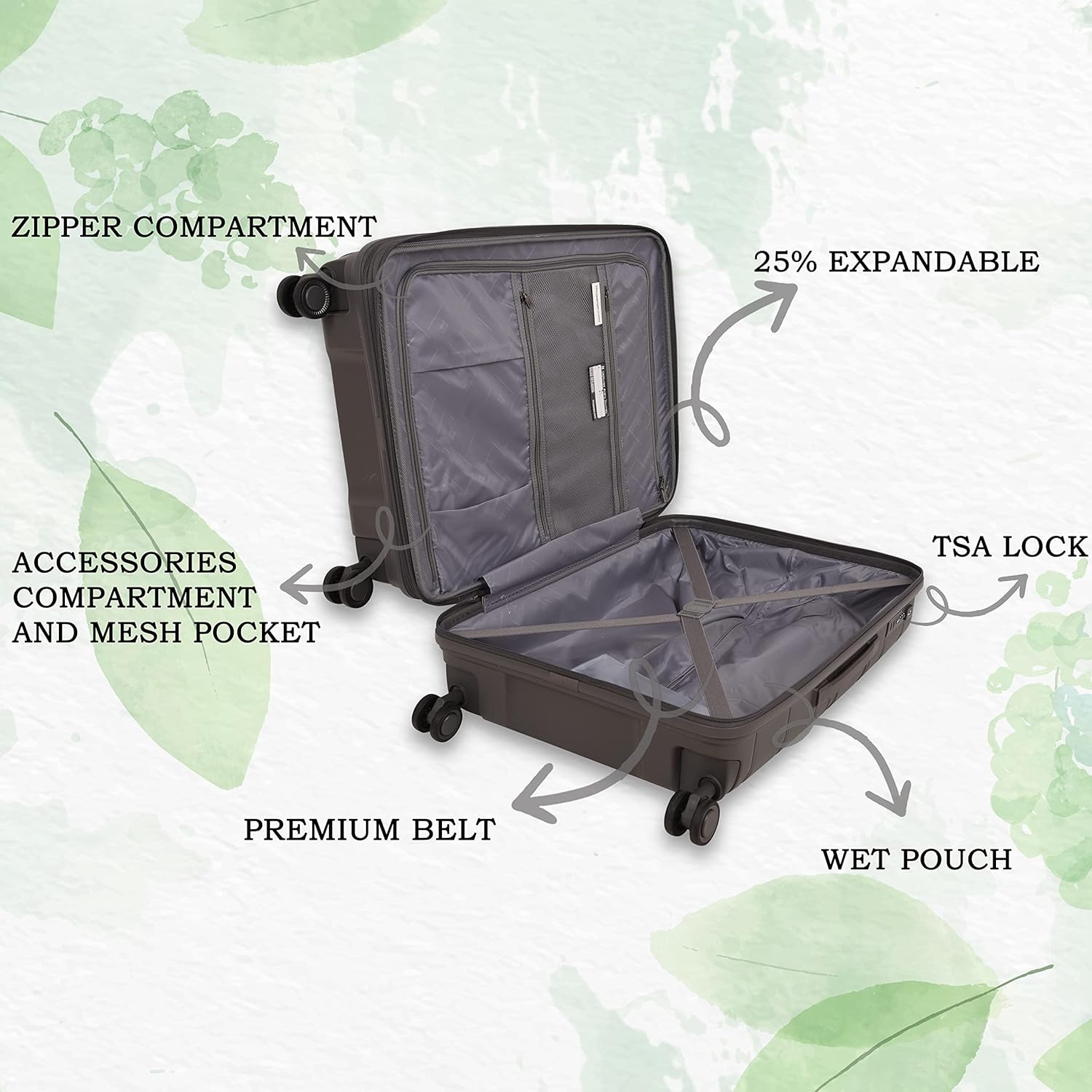 it luggage Eco Tough Metal Grey Cabin-20 inches Expandable Eco-Friendly Polypropylene Hardsided with TSA Lock 8 Wheel Trolley Bag