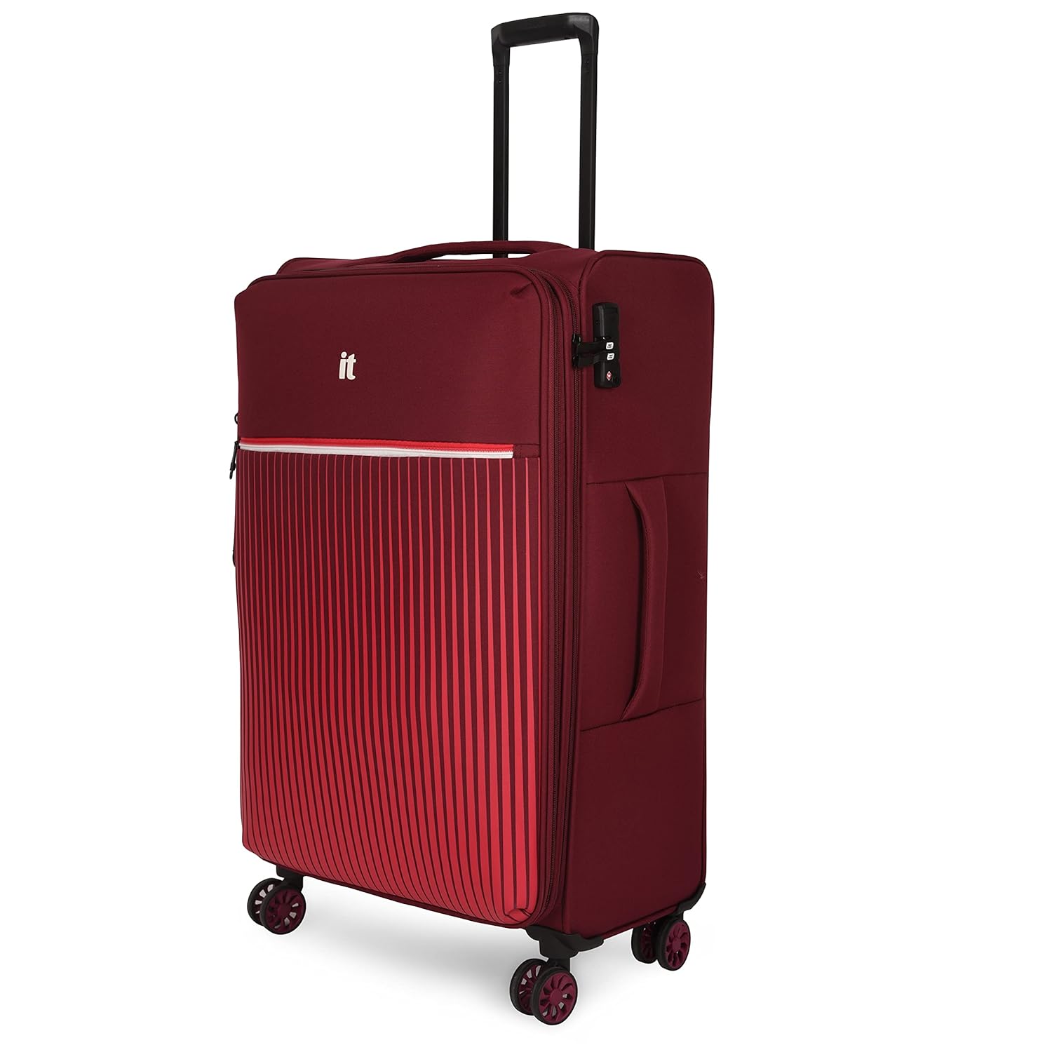 it luggage The Lite -Red-Set of 2- Large & Cabin-28 & 20 inches Expandable Softsided with TSA Lock 8 Wheel Trolley Bag