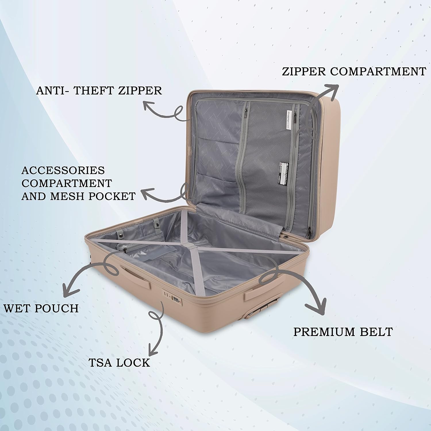 it luggage Spontaneous Feather Grey Large-28 inches Expandable Anti-Theft Zipper Polypropylene Hardsided with TSA Lock 8 Wheel Trolley Bag