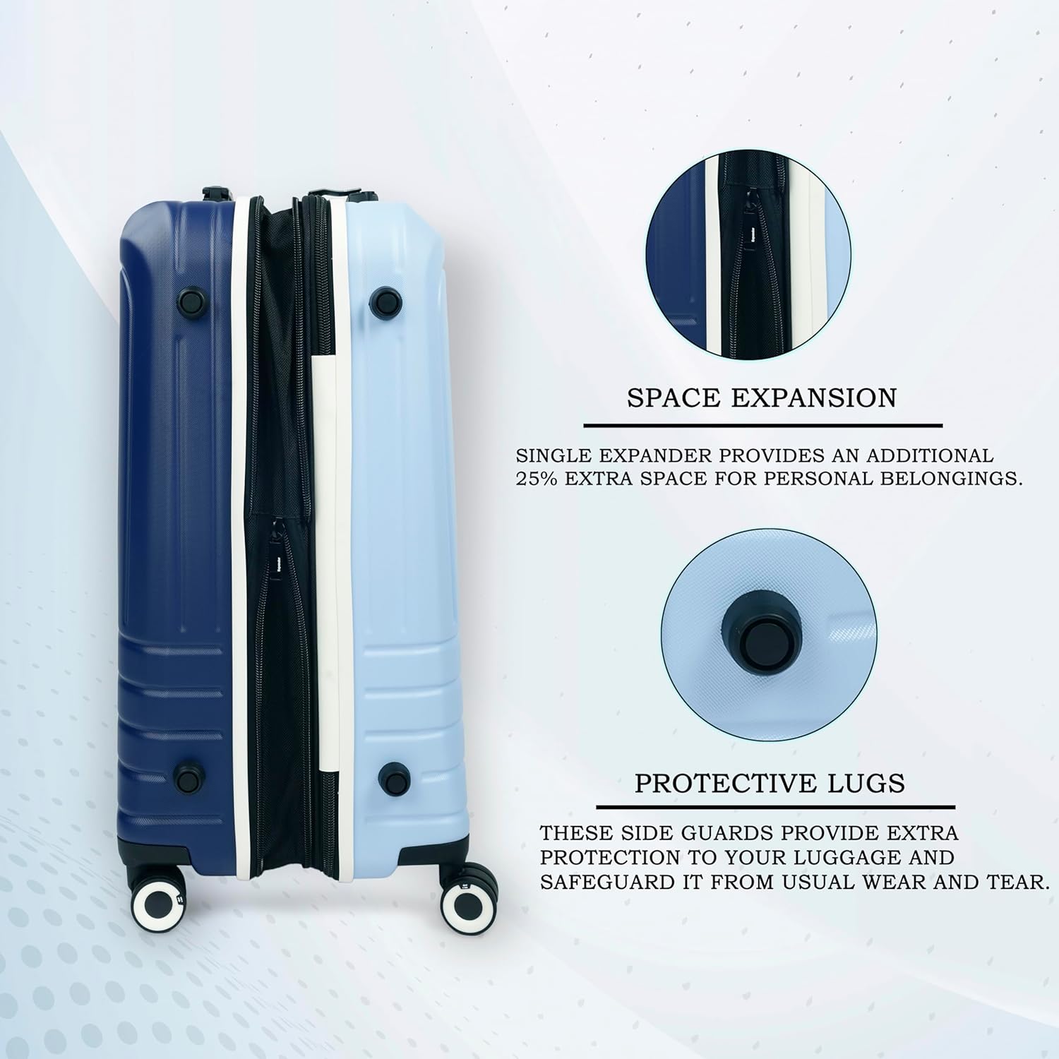 it luggage Convolved-Blue Sky-Cabin-20 inches Hardsided Suitcase Travel Bag Expandable-54 cm 8 Wheel Trolley Bag with Wet Pouch & TSA Lock