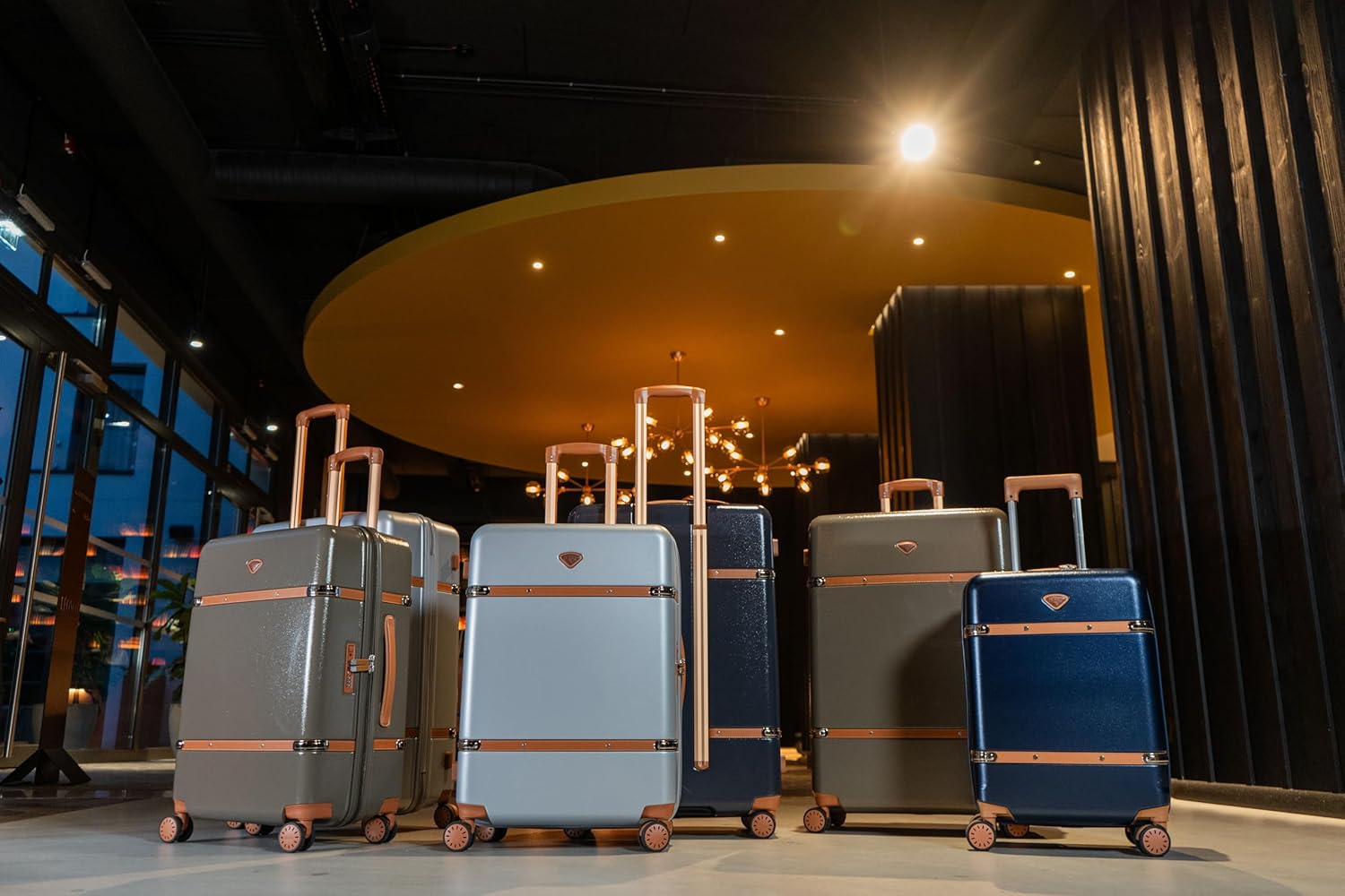 JUMP Cassis Riviera-Navy Blue-Cabin-55cm Eco Responsible Expandable Hardsided 8 Wheel Luggage with TSA Lock, Anti-Theft Zipper, Name Tag and Luxury Bag Cover