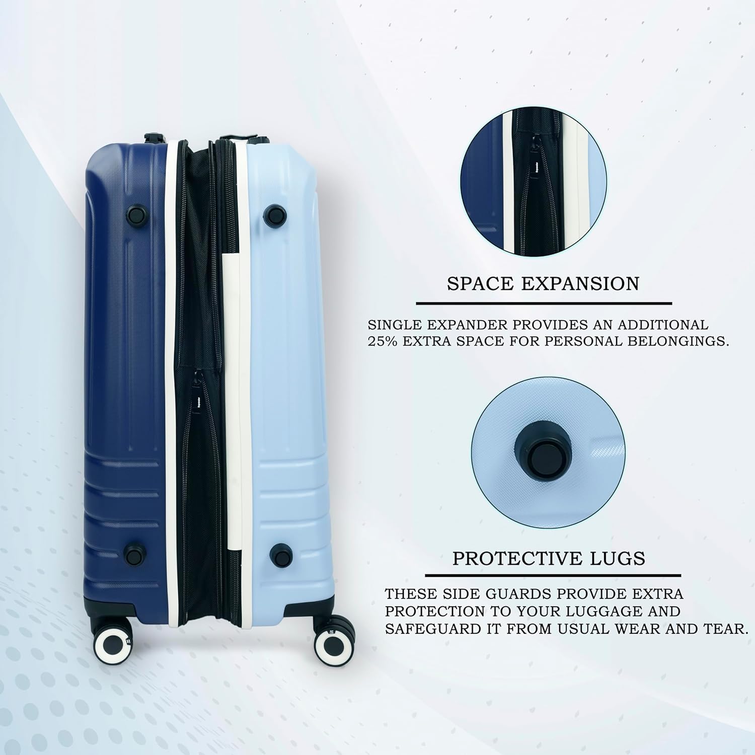 it luggage Convolved-Blue Sky-Large-28 inches Hardsided Suitcase Travel Bag Expandable 8 Wheel Trolley Bag with Wet Pouch & TSA Lock-80cm