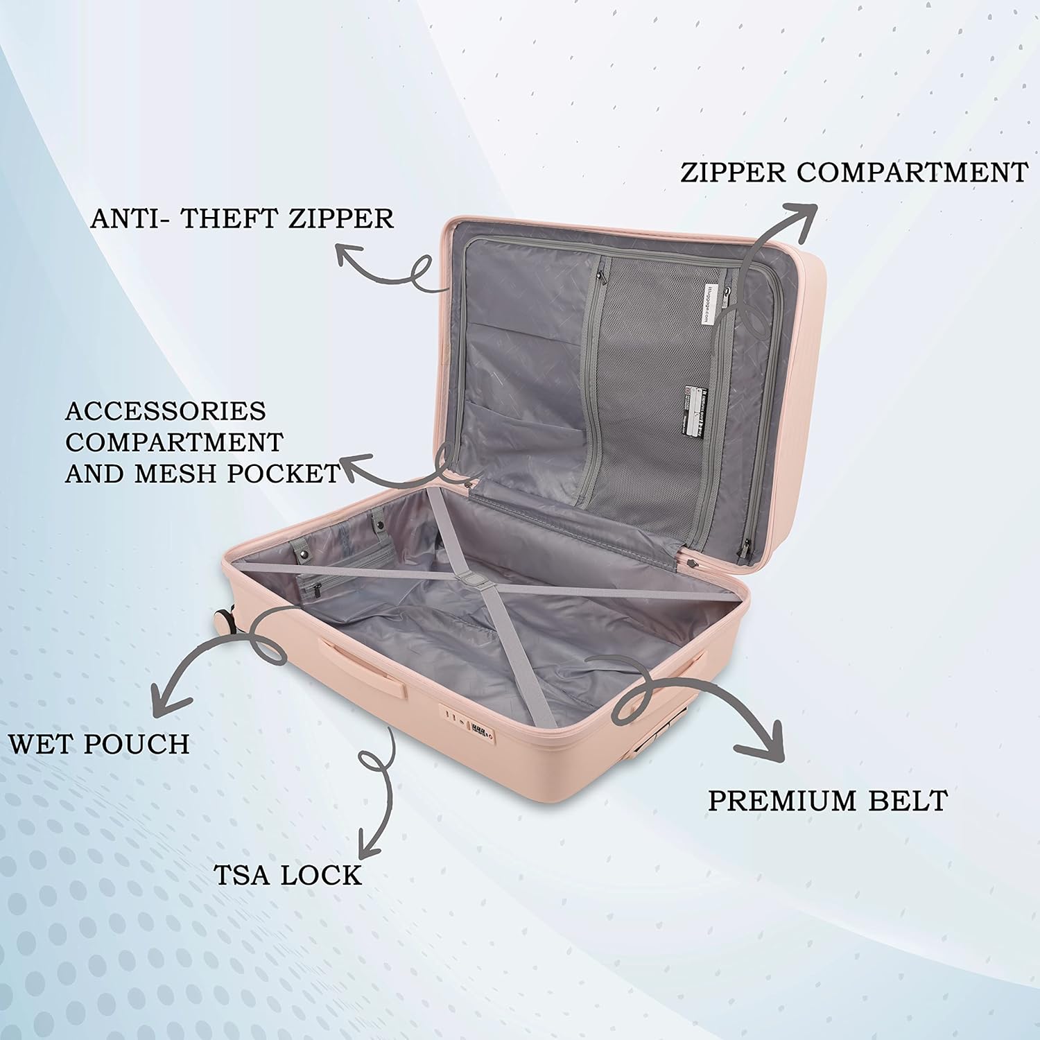 it luggage Spontaneous Soft Pink Set of 2-Large & Medium-28 & 24 inches Expandable Anti-Theft Zipper Polypropylene Hardsided with TSA Lock 8 Wheel Trolley Bag