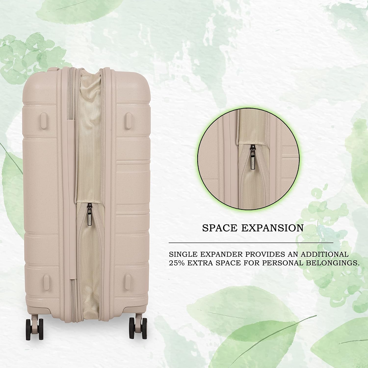 it luggage Eco Tough Beige Cabin-20 inches Expandable Eco-Friendly Polypropylene Hardsided with TSA Lock & Wet Pouch Inside 8 Wheel Trolley Bag