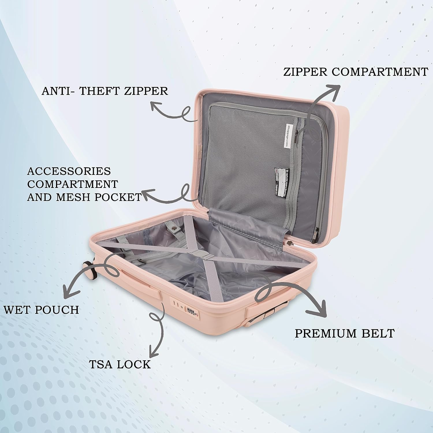 it luggage Spontaneous Soft Pink Set of 2- Large & Cabin-28 & 20 inches Expandable Anti-Theft Zipper Polypropylene Hardsided with TSA Lock 8 Wheel Trolley Bag