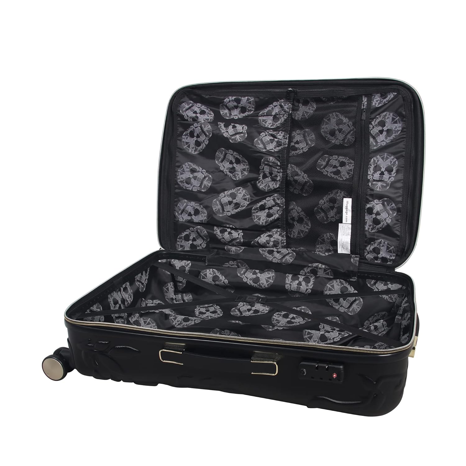 it luggage Skulls II-Black with Gold Highlights Expandable Hardsided with TSA Lock & Wet Pouch Inside 8 Wheel Trolley Bag (LM)