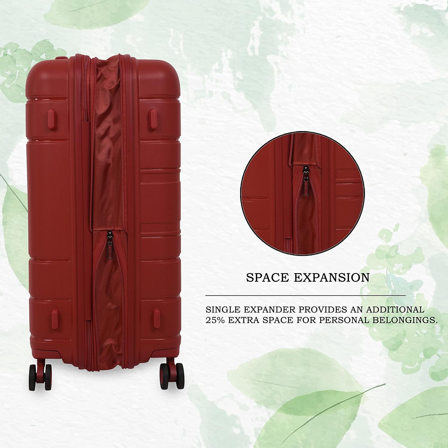 it luggage Eco Tough German Red Set of 3-Large, Medium & Cabin-20,24,28 inches Expandable Eco-Friendly Polypropylene Hardsided with TSA Lock & Wet Pouch Inside 8 Wheel Trolley Bag