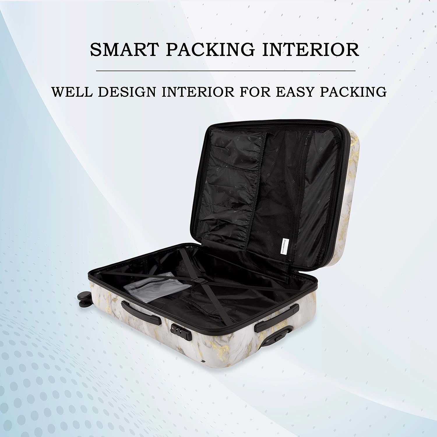 it luggage Sheen -Gold Grey Scale-Marble Effect Large-28 inches Expandable Polycarbonate Hardsided Suitcase Travel Bag 8 Wheel Trolley-80cm