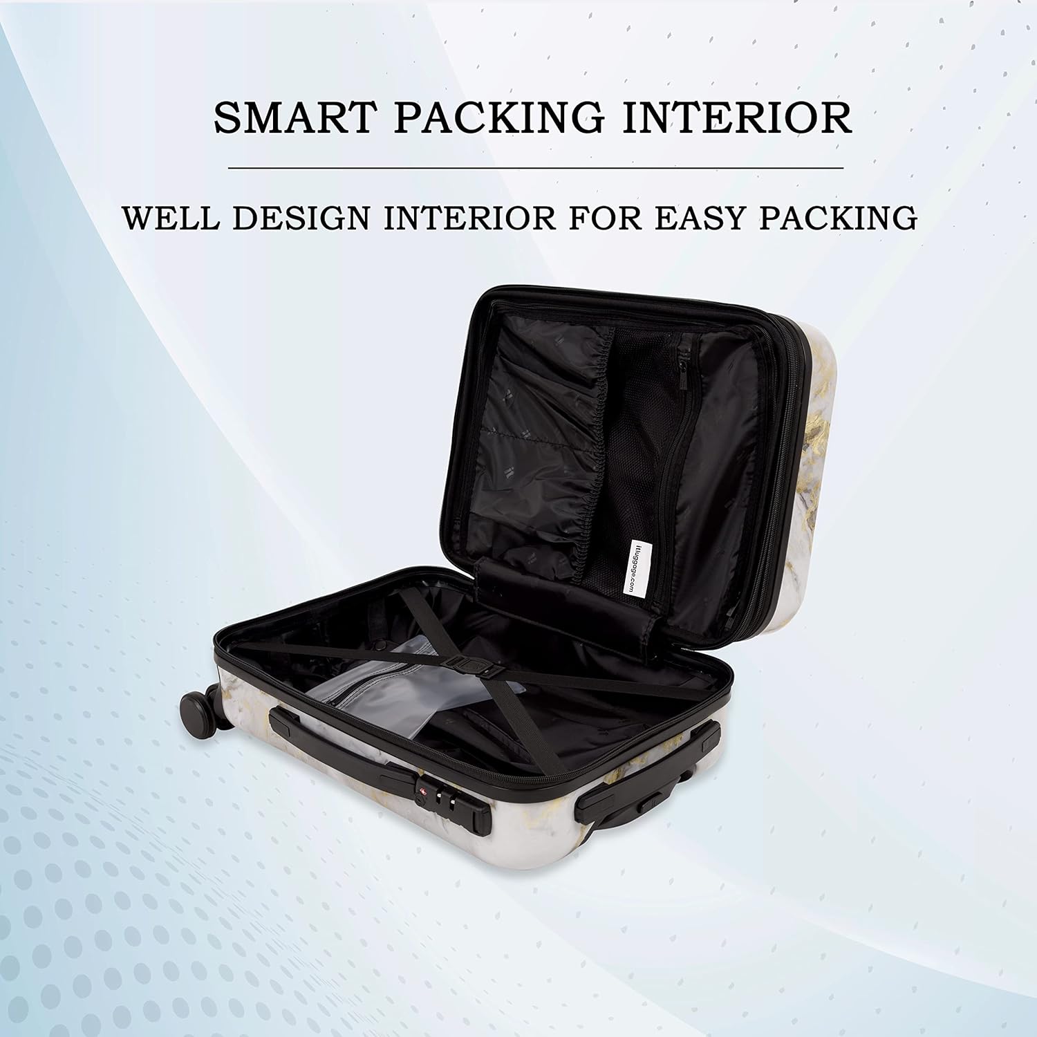 it luggage Sheen -Gold Grey Scale-Marble Effect Cabin-20 inches Expandable Polycarbonate Hardsided Suitcase Travel Bag 8 Wheel Trolley-54.5 cm