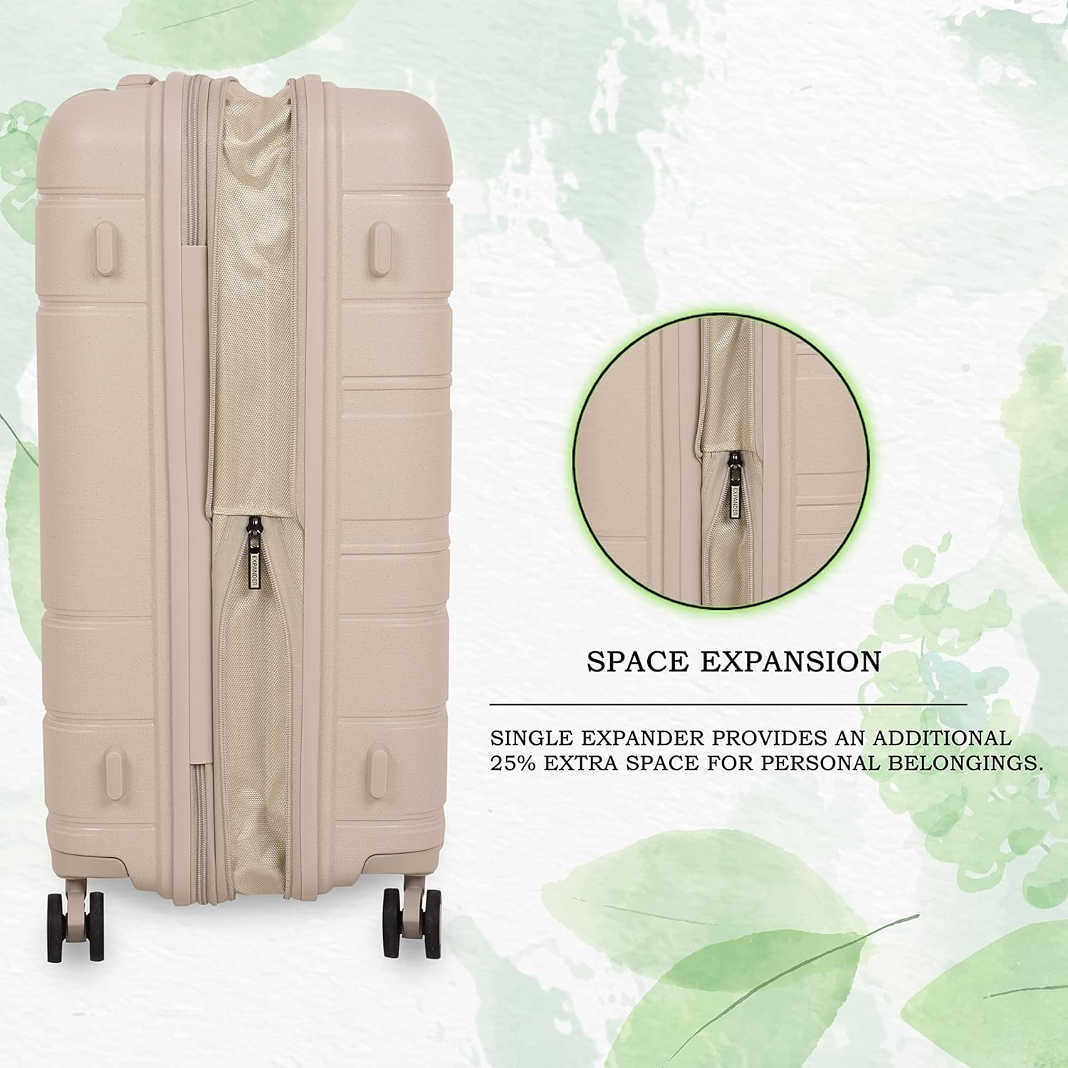 it luggage Eco Tough Beige Set of 2-Medium & Cabin-24 & 20 inches Expandable Eco-Friendly Polypropylene Hardsided with TSA Lock & Wet Pouch Inside 8 Wheel Trolley Bag