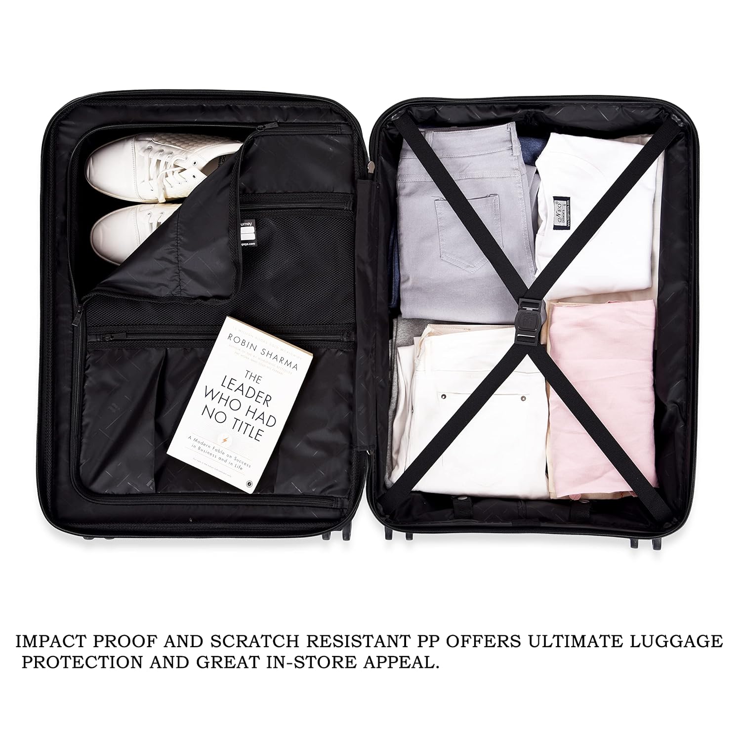 it luggage Momentous Black Medium-24 inches Expandable Polypropylene Hardsided with TSA Lock & Wet Pouch Inside 8 Wheel Trolley Bag