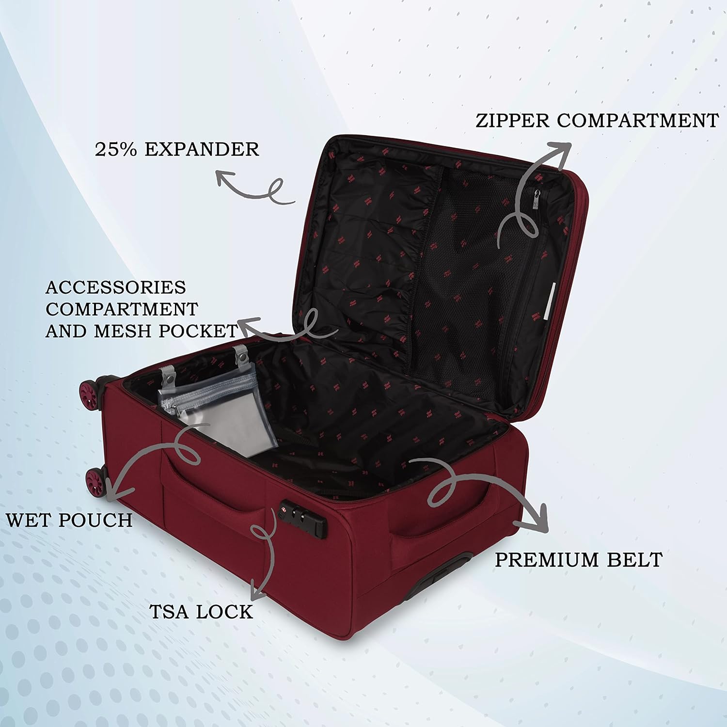 it luggage The Lite- Red-Cabin-20 inches Expandable Softsided with TSA Lock 8 Wheel Trolley Bag