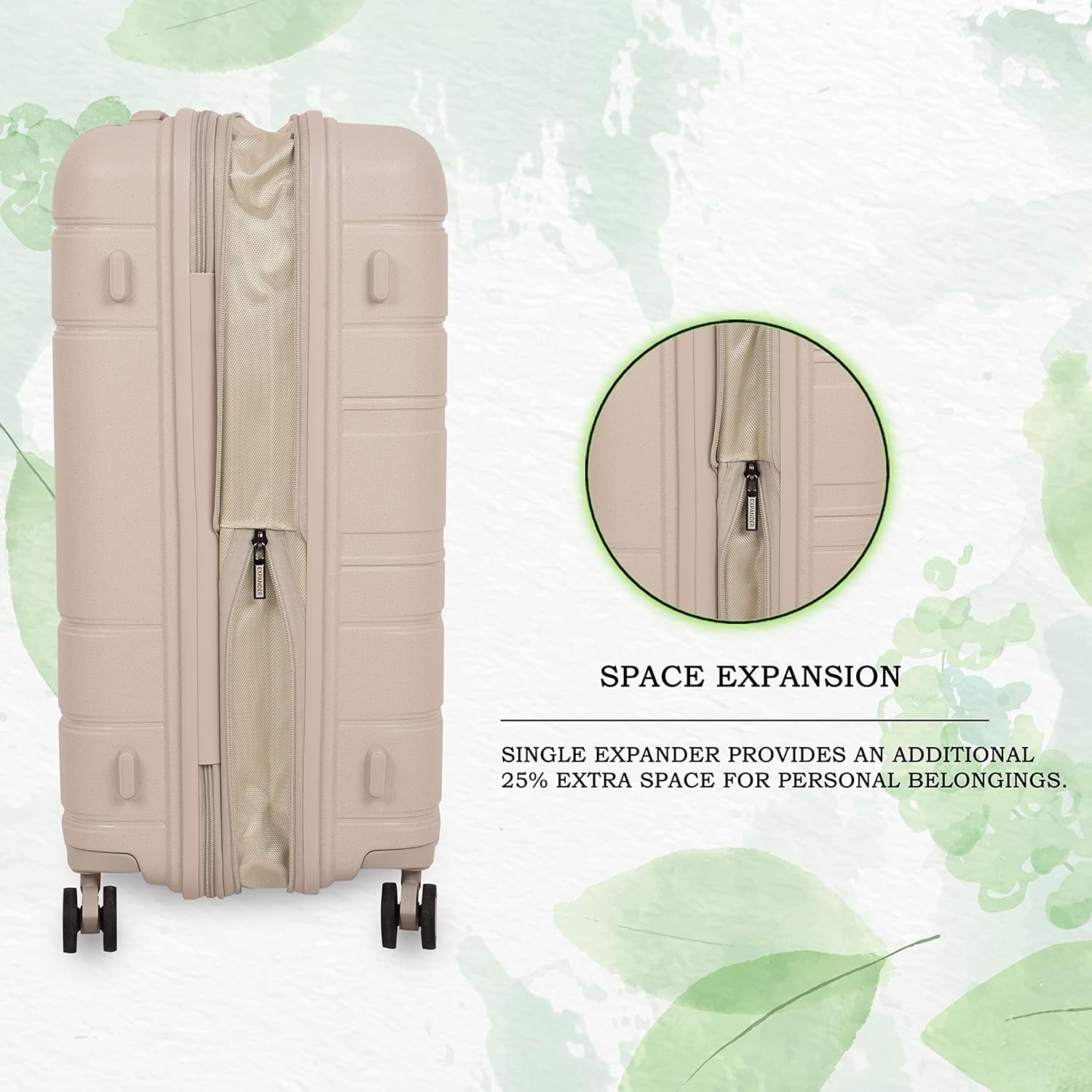 it luggage Eco Tough Beige Large-28 inches Expandable Eco-Friendly Polypropylene Hardsided with TSA Lock & Wet Pouch Inside 8 Wheel Trolley Bag