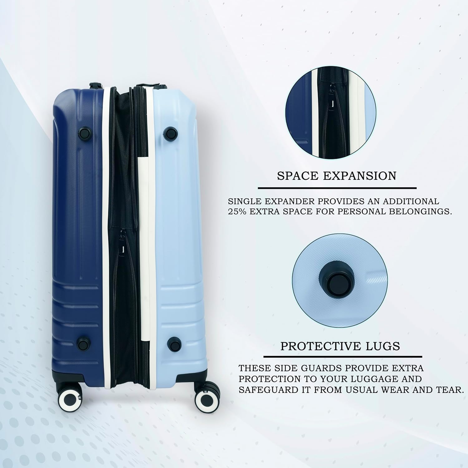 it luggage Convolved-Blue Sky-Medium-24 inches Hardsided Suitcase Travel Bag Expandable 8 Wheel Trolley Bag with Wet Pouch & TSA Lock-70cm