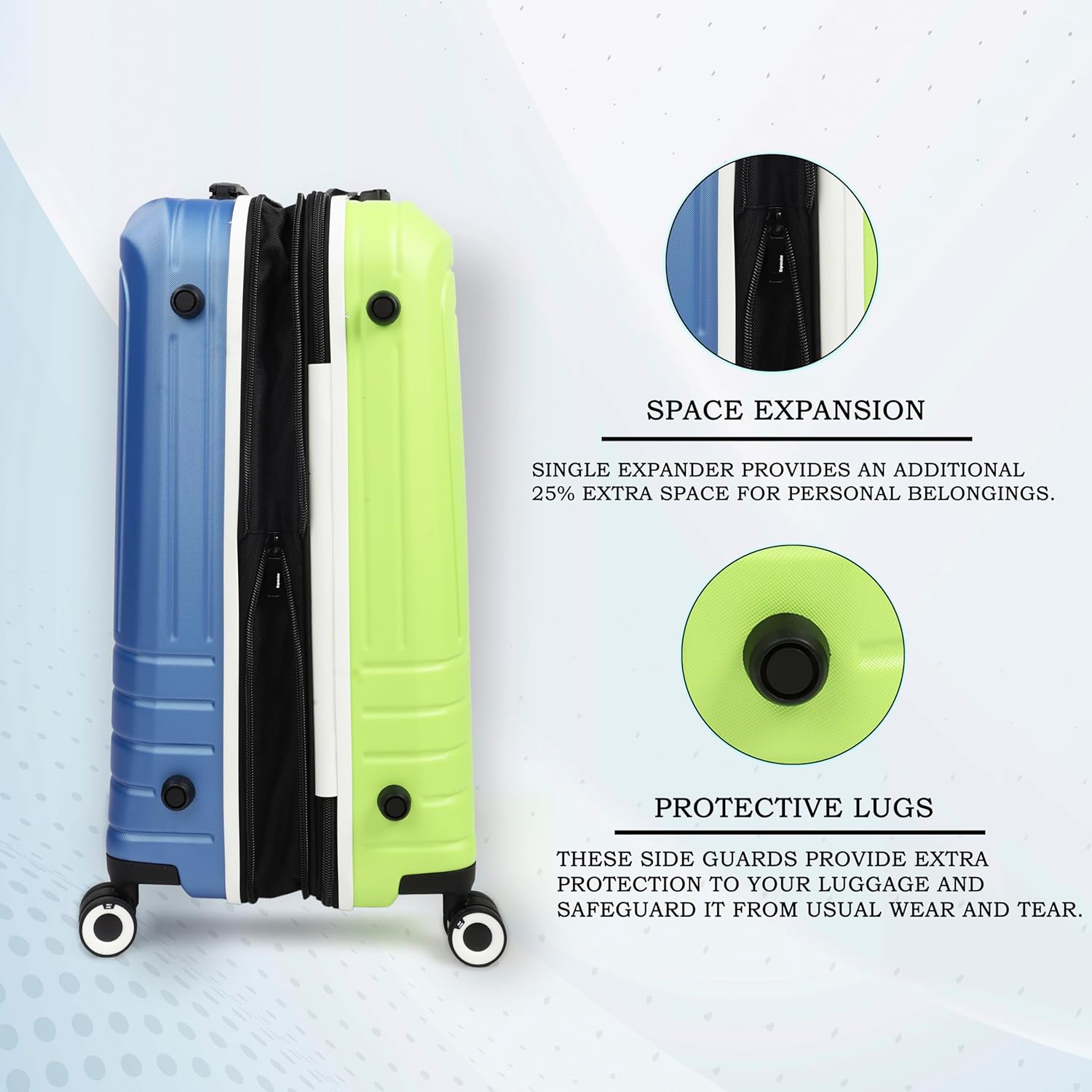 it luggage Convolved-Blue Lime-Large-28 inches Hardsided Suitcase Travel Bag Expandable 8 Wheel Trolley Bag with Wet Pouch & TSA Lock-80cm