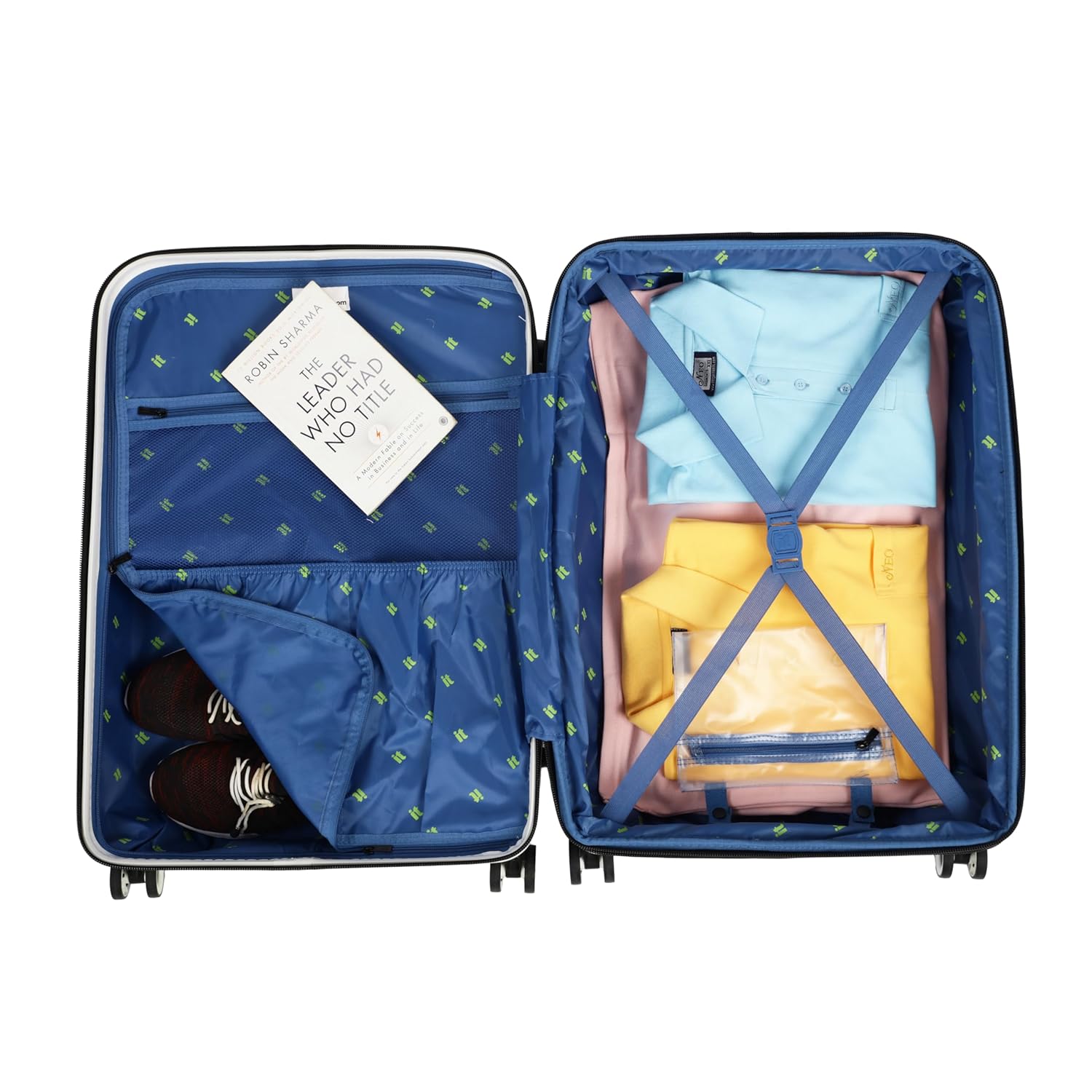 it luggage Convolved-Blue Lime-Cabin-20 inches Hardsided Suitcase Travel Bag Expandable 8 Wheel Trolley Bag with Wet Pouch & TSA Lock-54cm
