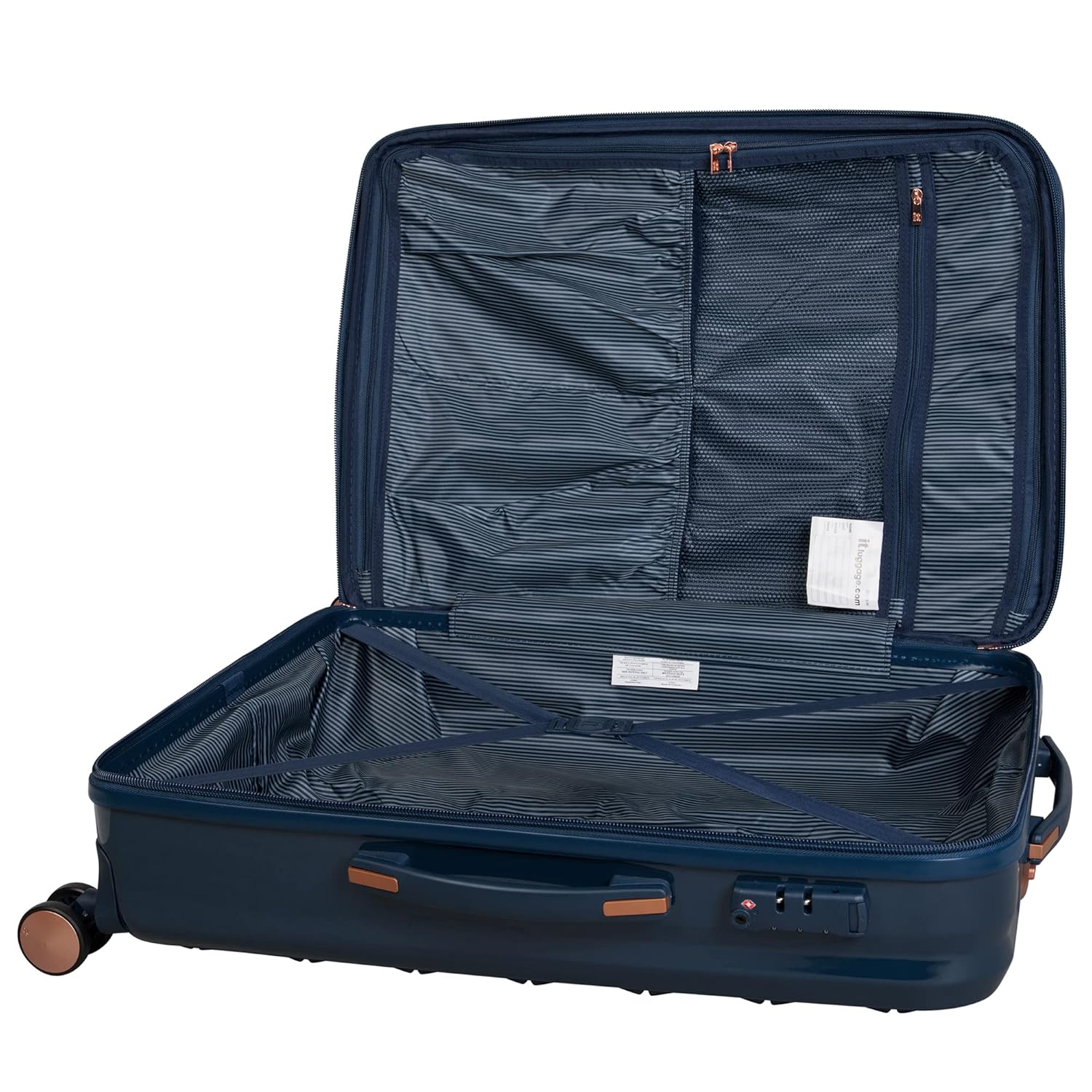 it luggage Certify Peacock Navy Large-28 inches Expandable PC Hardsided with TSA Lock 8 Wheel Trolley Bag