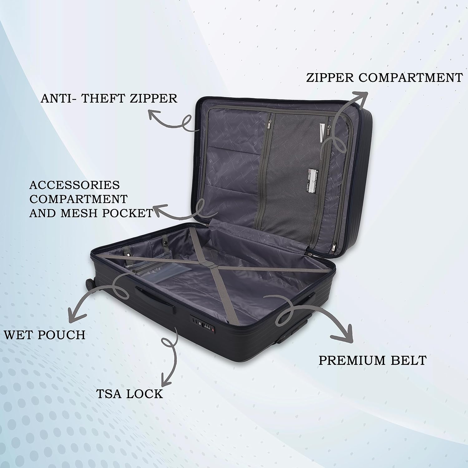 it luggage Spontaneous Blue Large-28 inches Expandable Anti-Theft Zipper Polypropylene Hardsided with TSA Lock 8 Wheel Trolley Bag