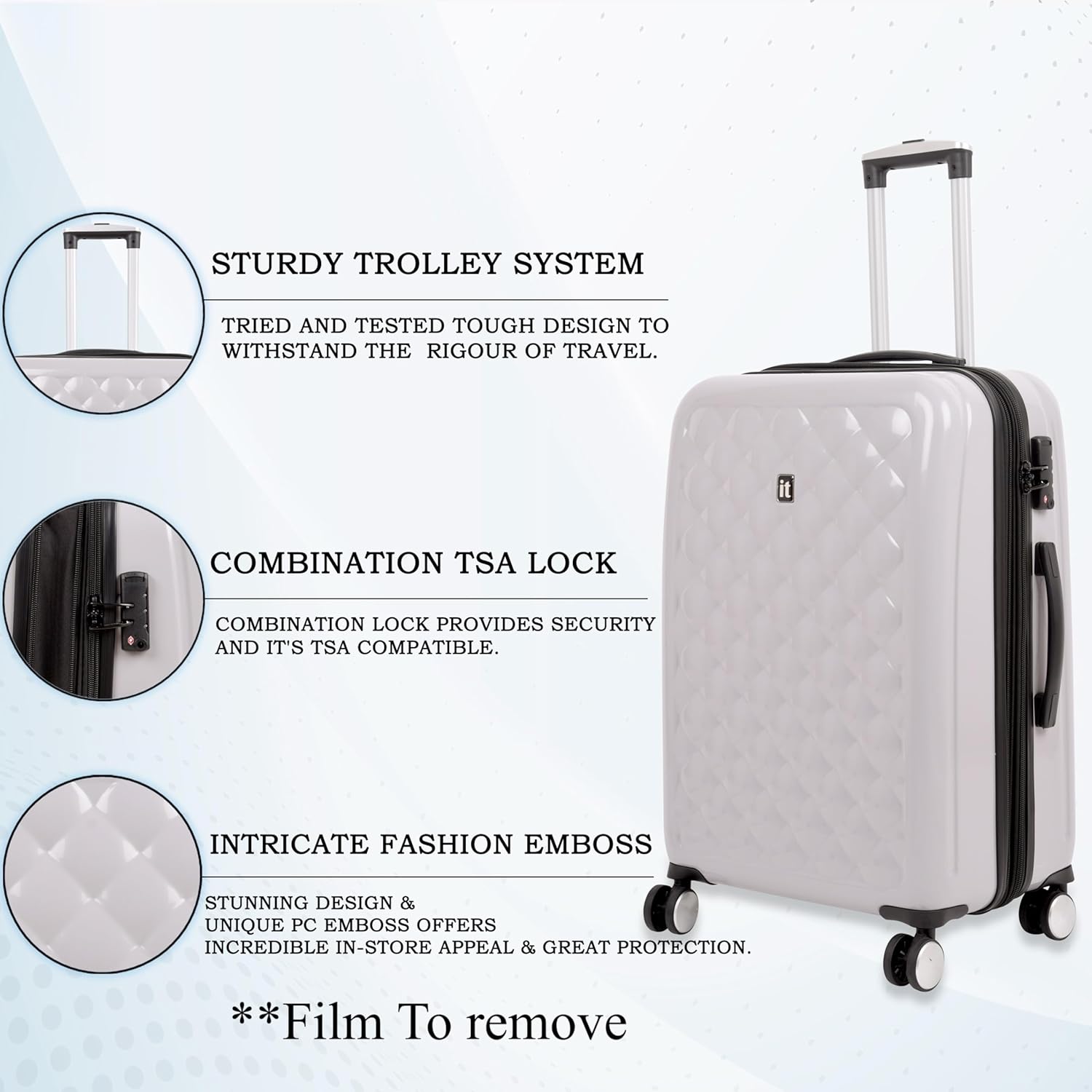 it luggage Fashionista Glossy Grey Medium-24 inches Expandable PC Hardsided with TSA Lock 8 Wheel Trolley Bag