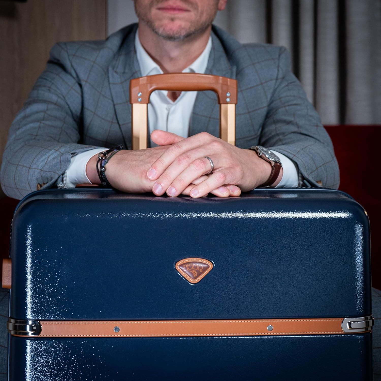 JUMP Cassis Riviera-Navy Blue-Large-77cm Eco Responsible Expandable Hardsided 8 Wheel Luggage with TSA Lock, Anti-Theft Zipper, Name Tag and Luxury Bag Cover