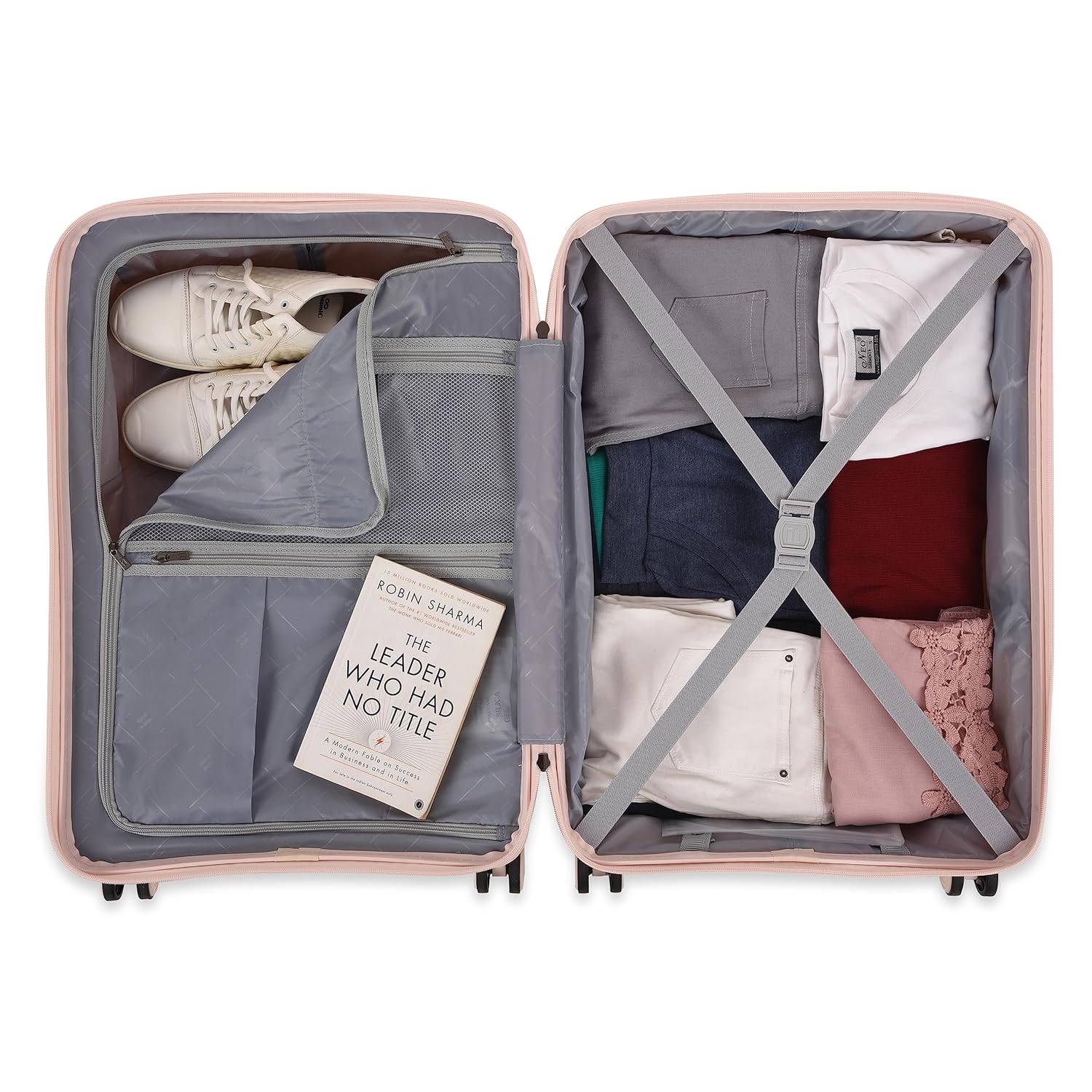 it luggage Spontaneous Soft Pink Set of 2- Medium & Cabin-24 & 20 inches Expandable Anti-Theft Zipper Polypropylene Hardsided with TSA Lock 8 Wheel Trolley Bag