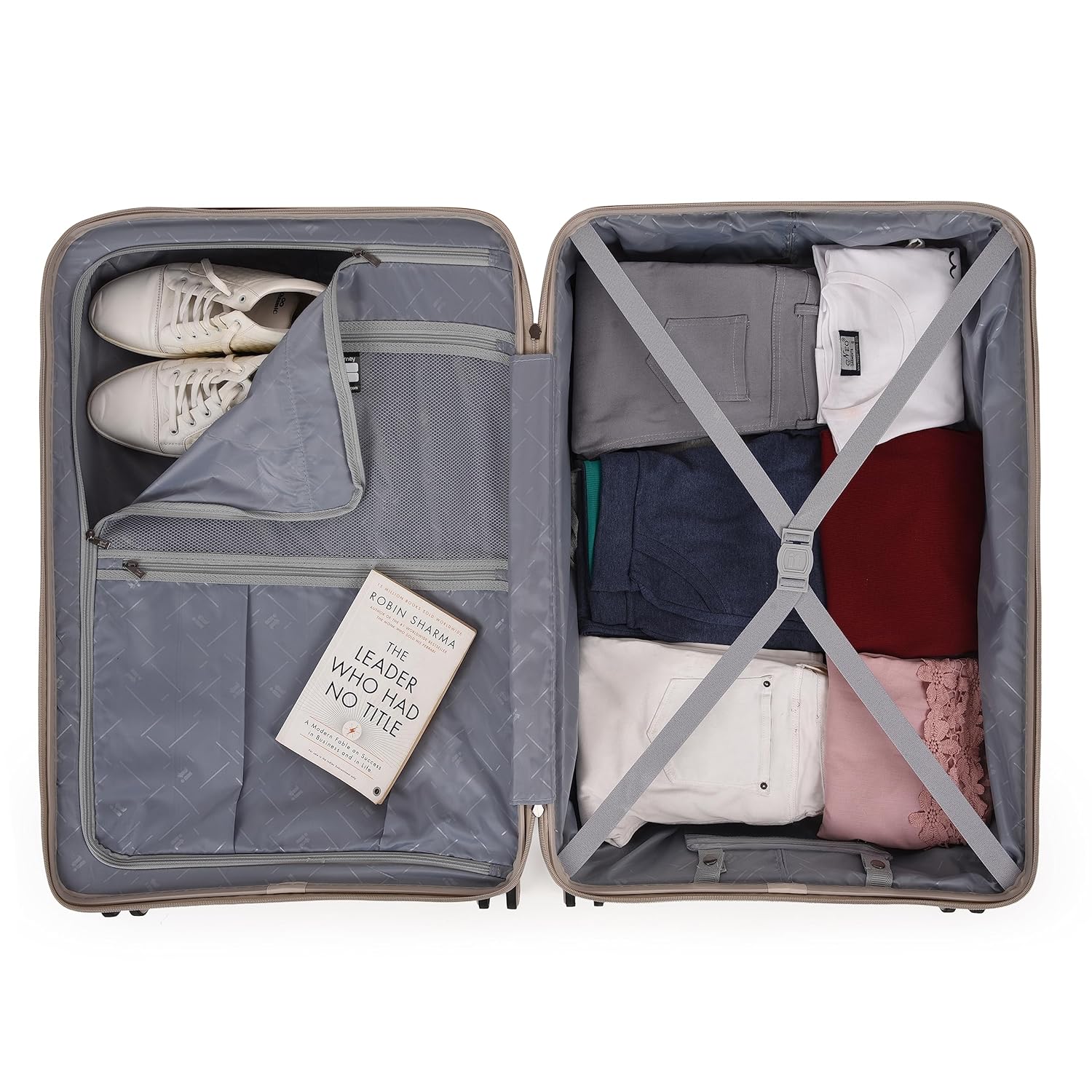 it luggage Spontaneous Feather Grey Large-28 inches Expandable Anti-Theft Zipper Polypropylene Hardsided with TSA Lock 8 Wheel Trolley Bag