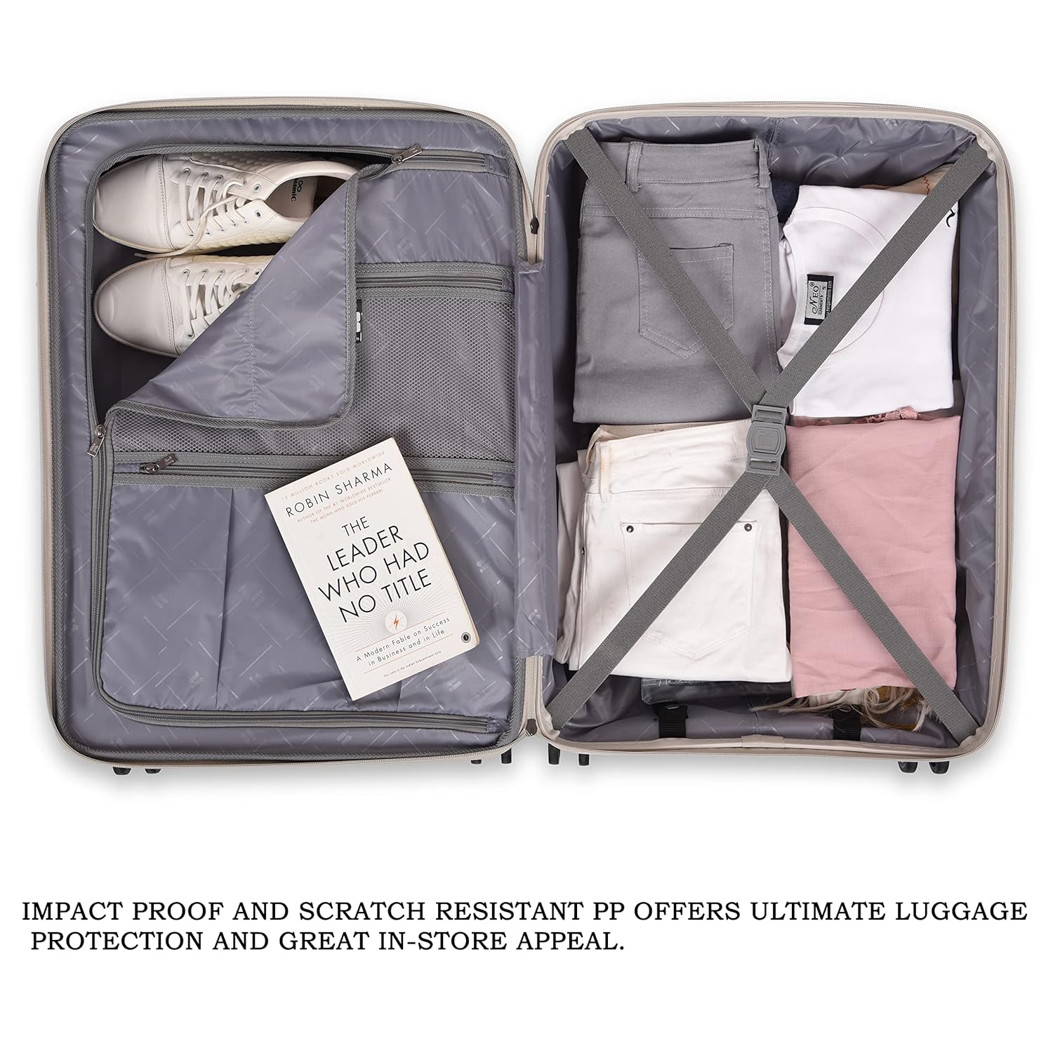 it luggage Eco Tough Beige Large-28 inches Expandable Eco-Friendly Polypropylene Hardsided with TSA Lock & Wet Pouch Inside 8 Wheel Trolley Bag