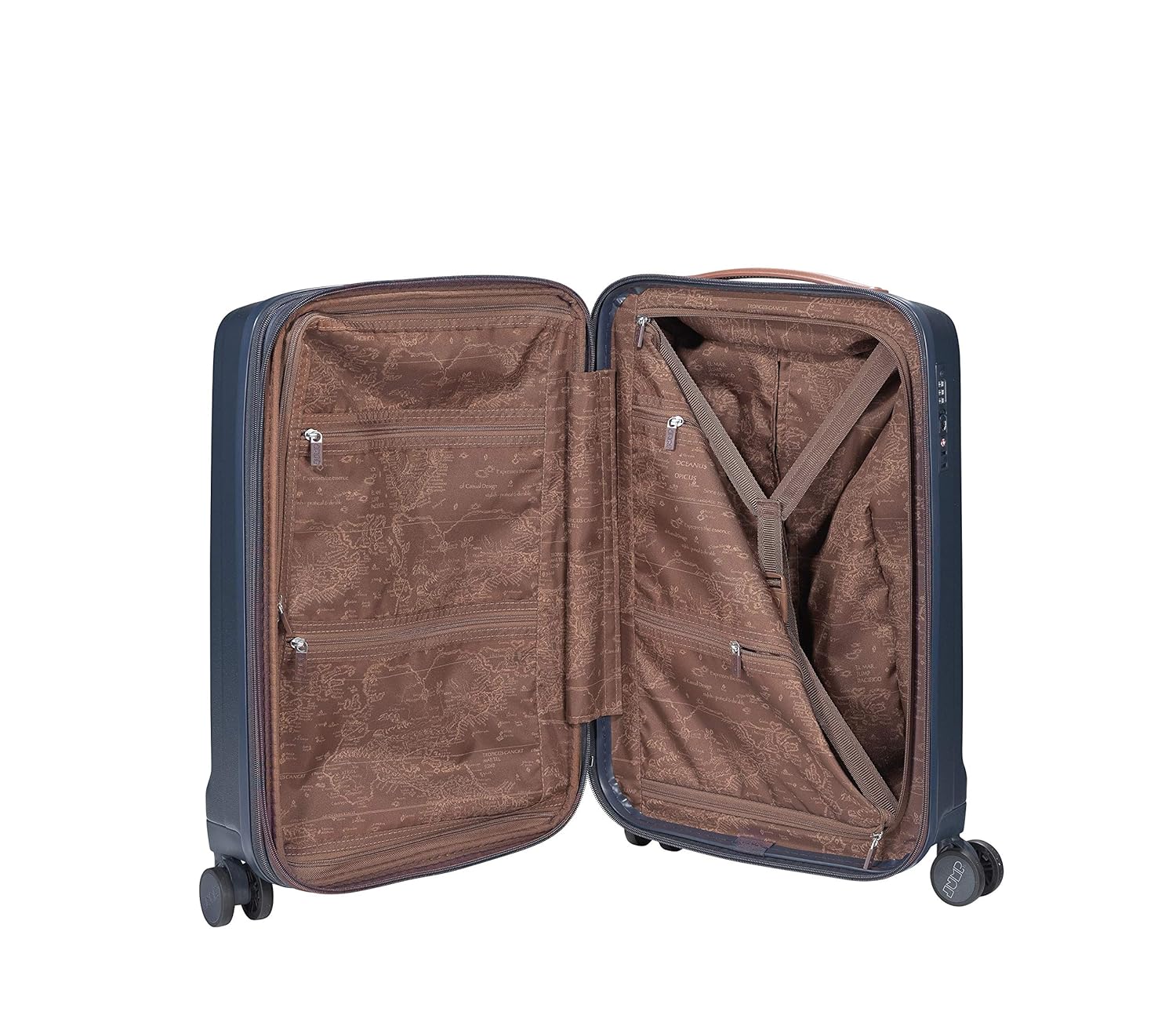 JUMP Uppsala Rigid-Navy Blue-Cabin-55cm Expandable Hardsided 8 Wheel Luggage with TSA Lock, Anti-Theft Zipper, Name Tag and Luggage Cover