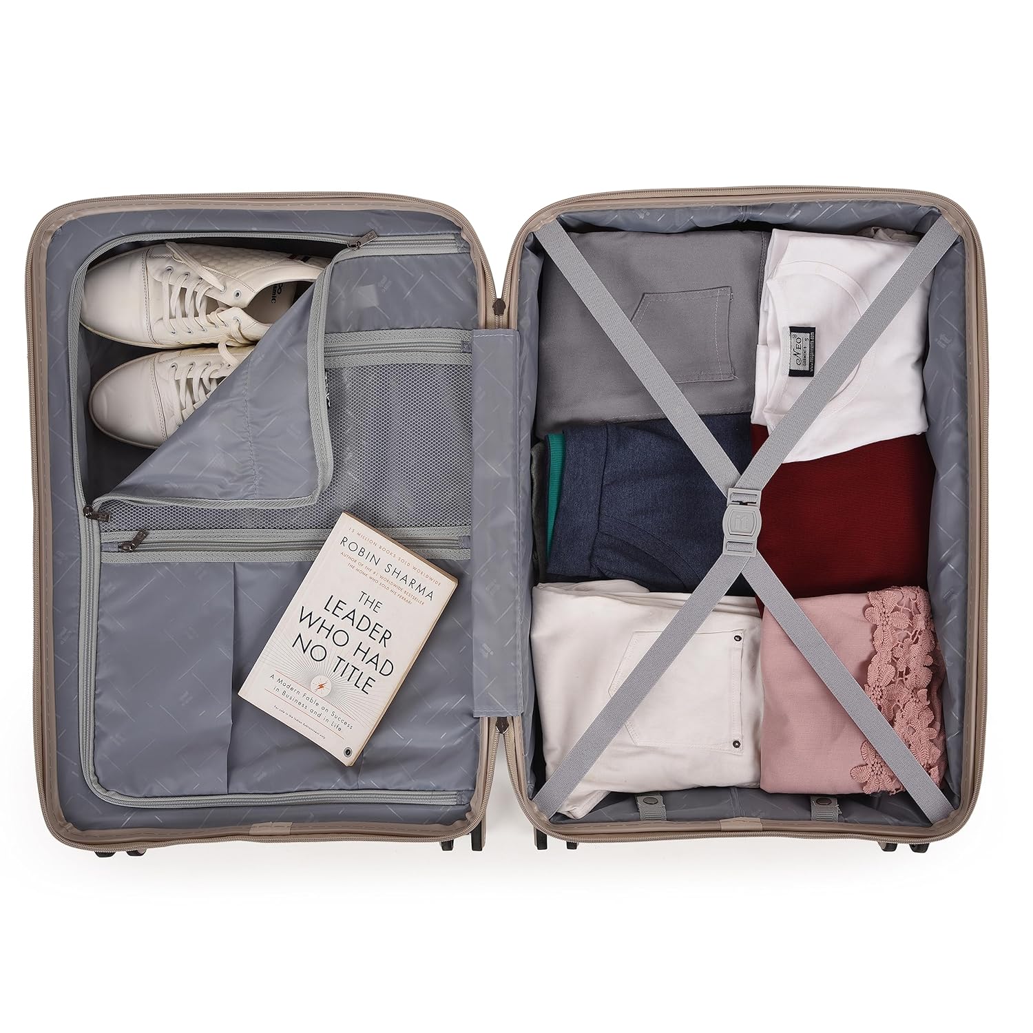 it luggage Spontaneous Feather Grey Cabin-20 inches Expandable Anti-Theft Zipper Polypropylene Hardsided with TSA Lock 8 Wheel Trolley Bag