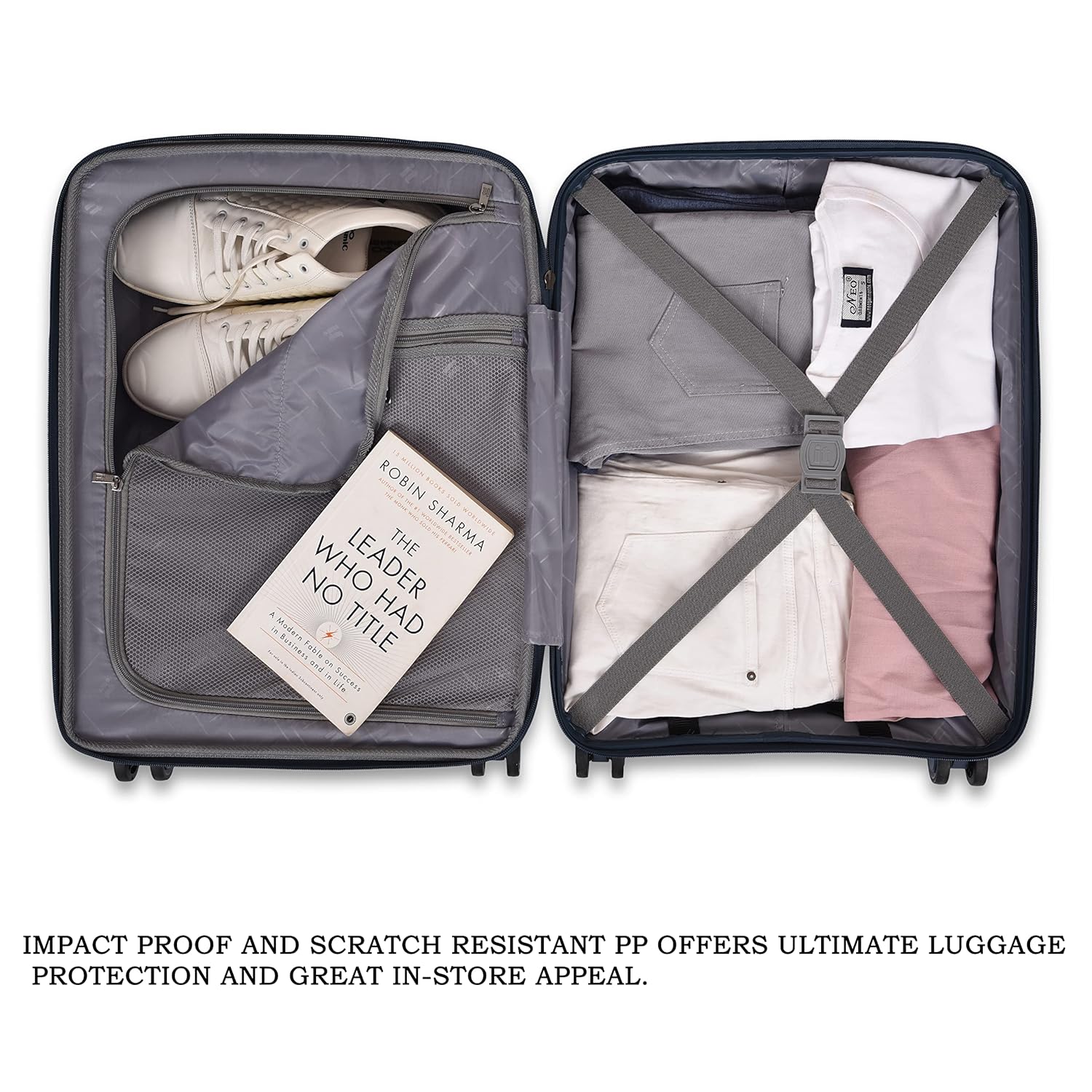 it luggage Eco Tough Blue Cabin-20 inches Expandable Eco-Friendly Polypropylene Hardsided with TSA Lock & Wet Pouch Inside 8 Wheel Trolley Bag