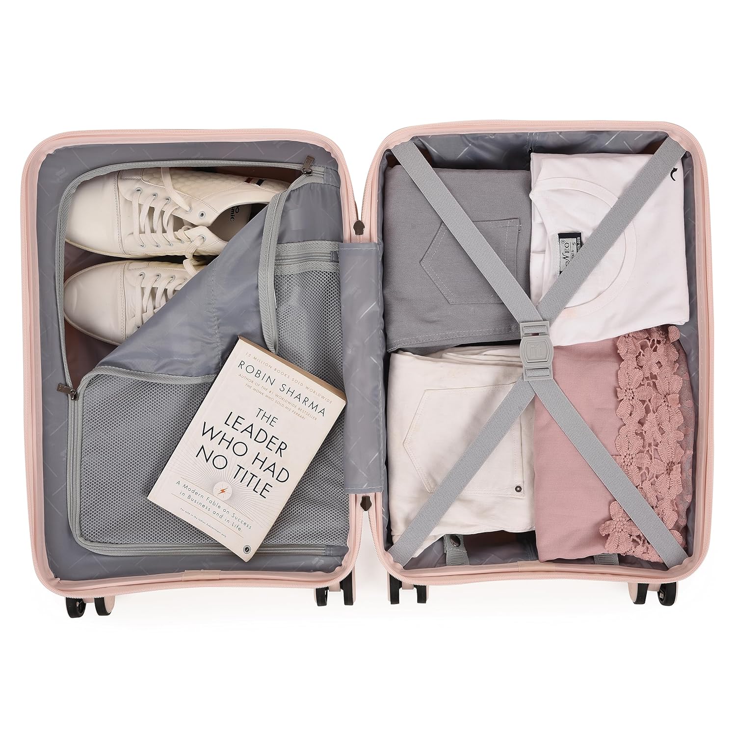 it luggage Spontaneous Soft Pink Set of 2- Large & Cabin-28 & 20 inches Expandable Anti-Theft Zipper Polypropylene Hardsided with TSA Lock 8 Wheel Trolley Bag