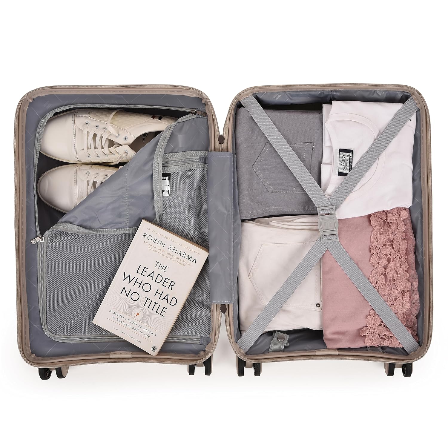 it luggage Spontaneous Feather Grey Set of 3-Large, Medium & Cabin-20,24,28 inches Expandable Anti-Theft Zipper Polypropylene Hardsided with TSA Lock 8 Wheel Trolley Bag