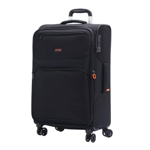 JUMP Moorea MX04 Black Medium-66cm Softsided Expandable Luggage with 8 Wheels and TSA Lock