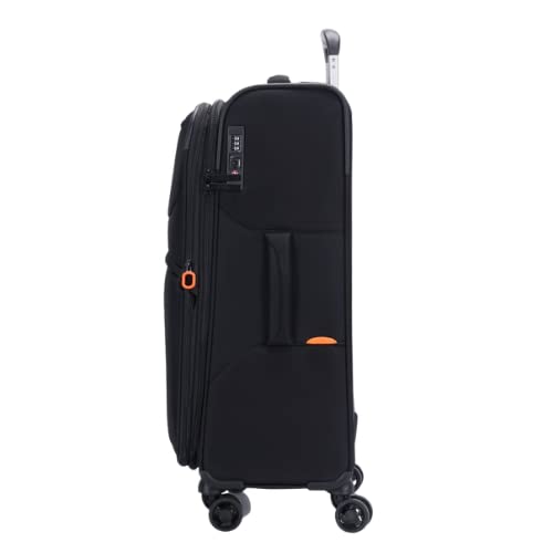 JUMP Moorea MX04 Black Medium-66cm Softsided Expandable Luggage with 8 Wheels and TSA Lock