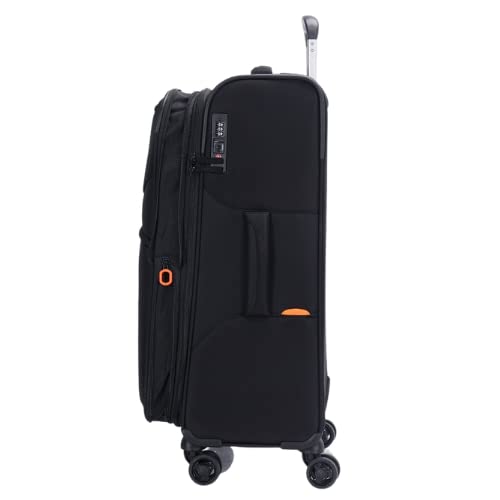 JUMP Moorea MX04 Black Medium-66cm Softsided Expandable Luggage with 8 Wheels and TSA Lock