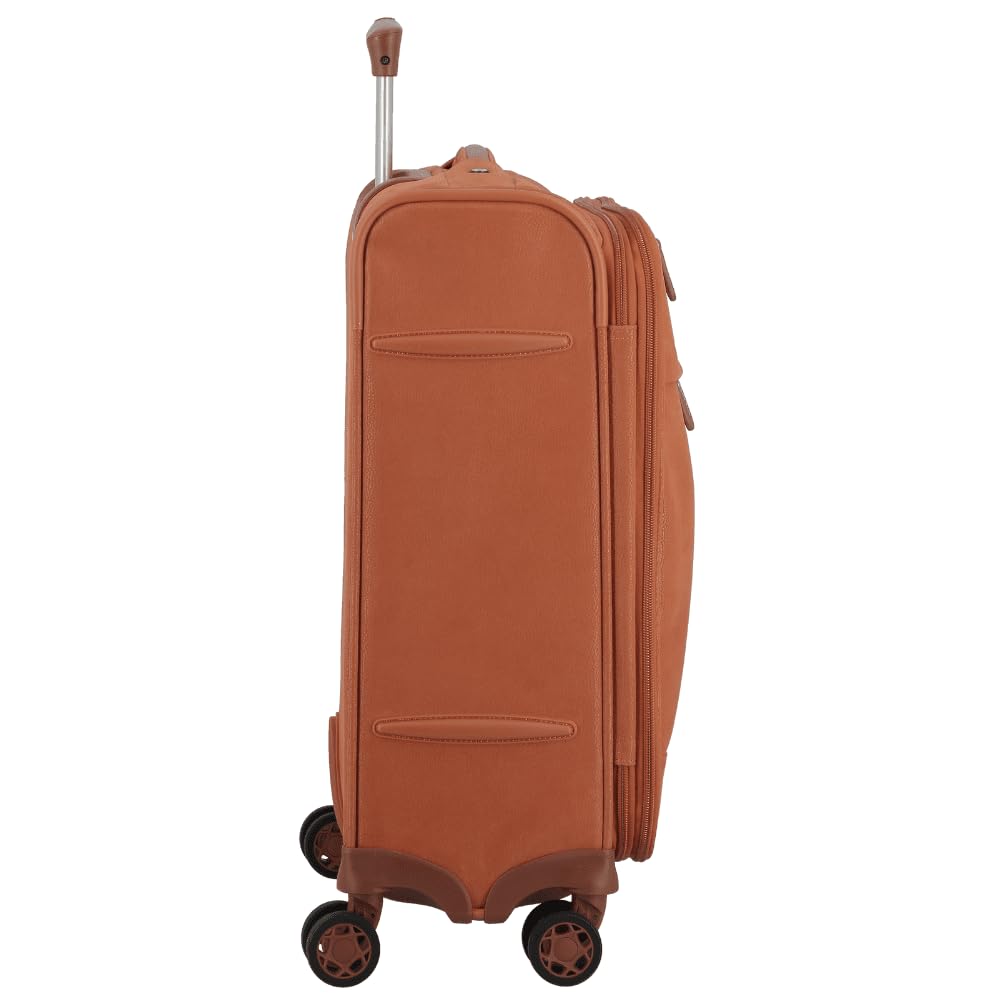 JUMP Uppsala Trolley Bag-Terracota-Cabin-20 inches Expandable Polysuede Material with Leather Trimmings Softsided Carry-on 8 Wheels Travel Bag Fashion Bag for Men and Women