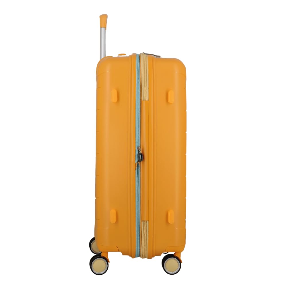 FURANO 2 Set of 2- Yellow-Medium & Cabin-66, 55cm Expandable Hardsided 8 Wheel Luggage with TSA Lock