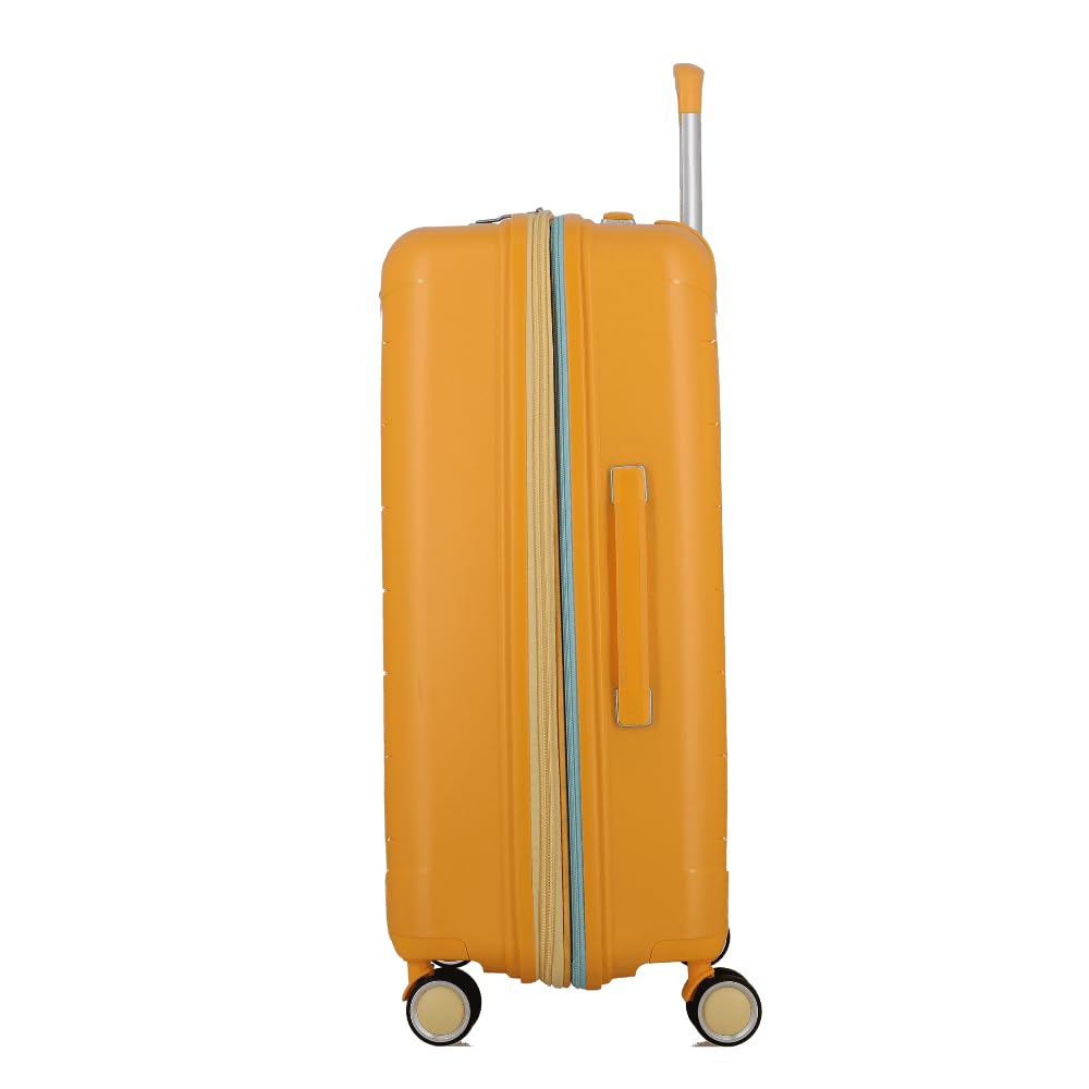 FURANO 2 Set of 2- Yellow-Medium & Cabin-66, 55cm Expandable Hardsided 8 Wheel Luggage with TSA Lock