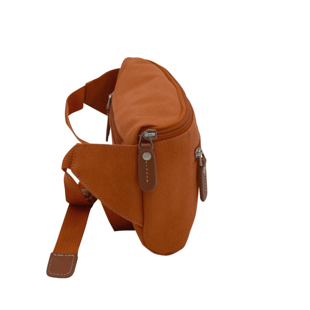 JUMP Uppsala Bum Bag-13cms-Terracotta-Waist Pouch with Adjustable Belt-Polysuede Material with Leather Trimmings Fashion Bag for Men and Women